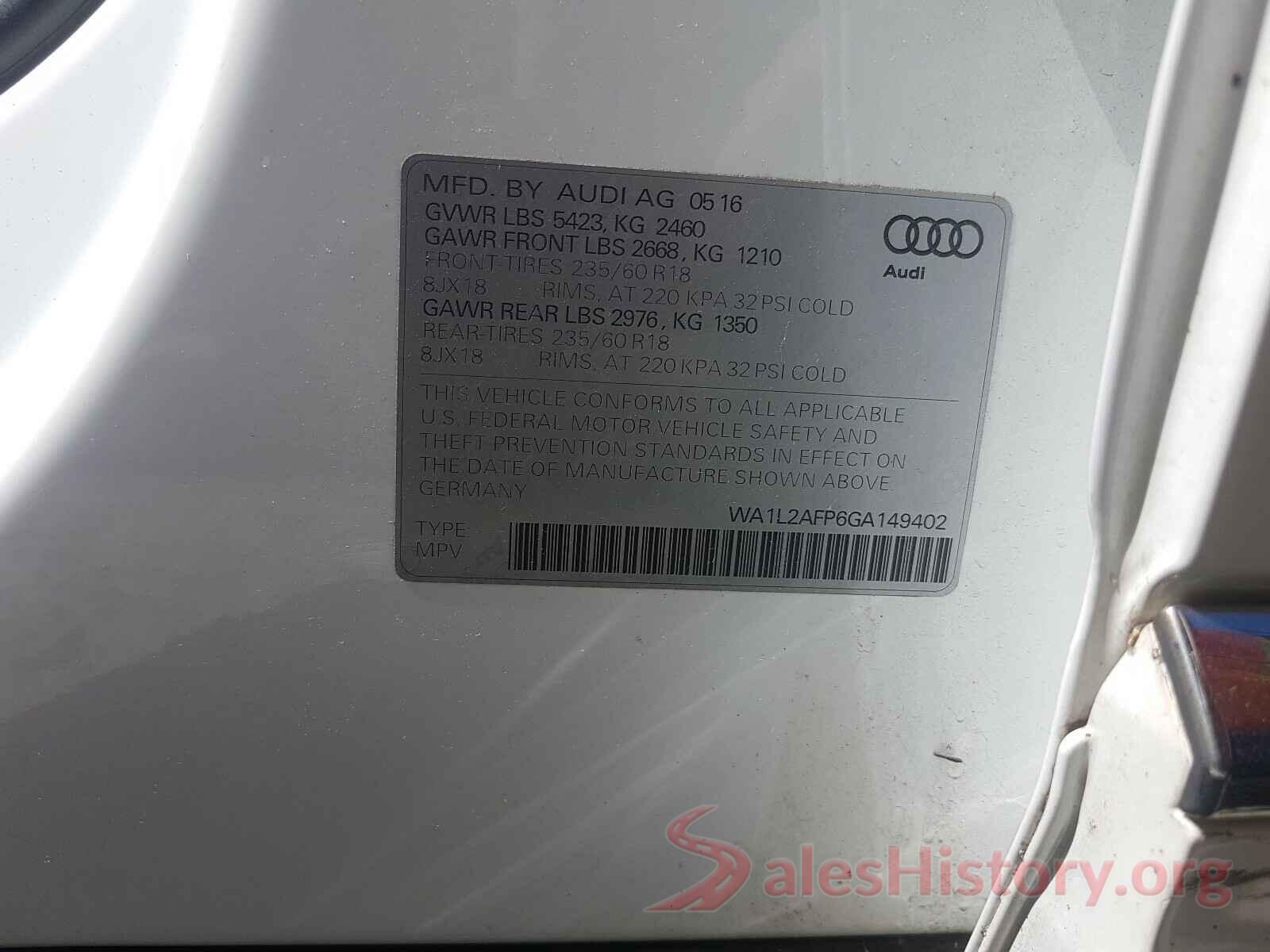 WA1L2AFP6GA149402 2016 AUDI Q5