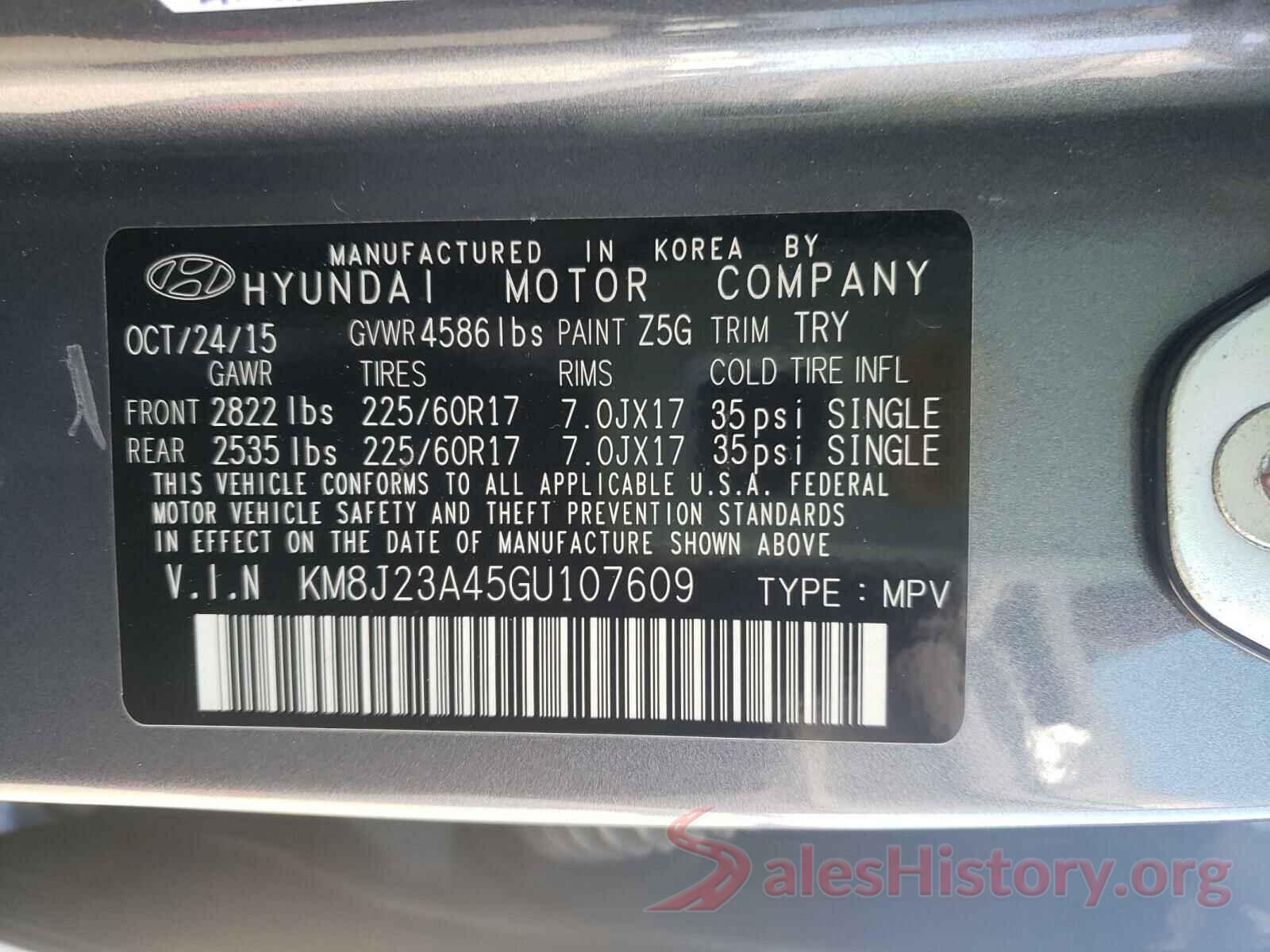 KM8J23A45GU107609 2016 HYUNDAI TUCSON