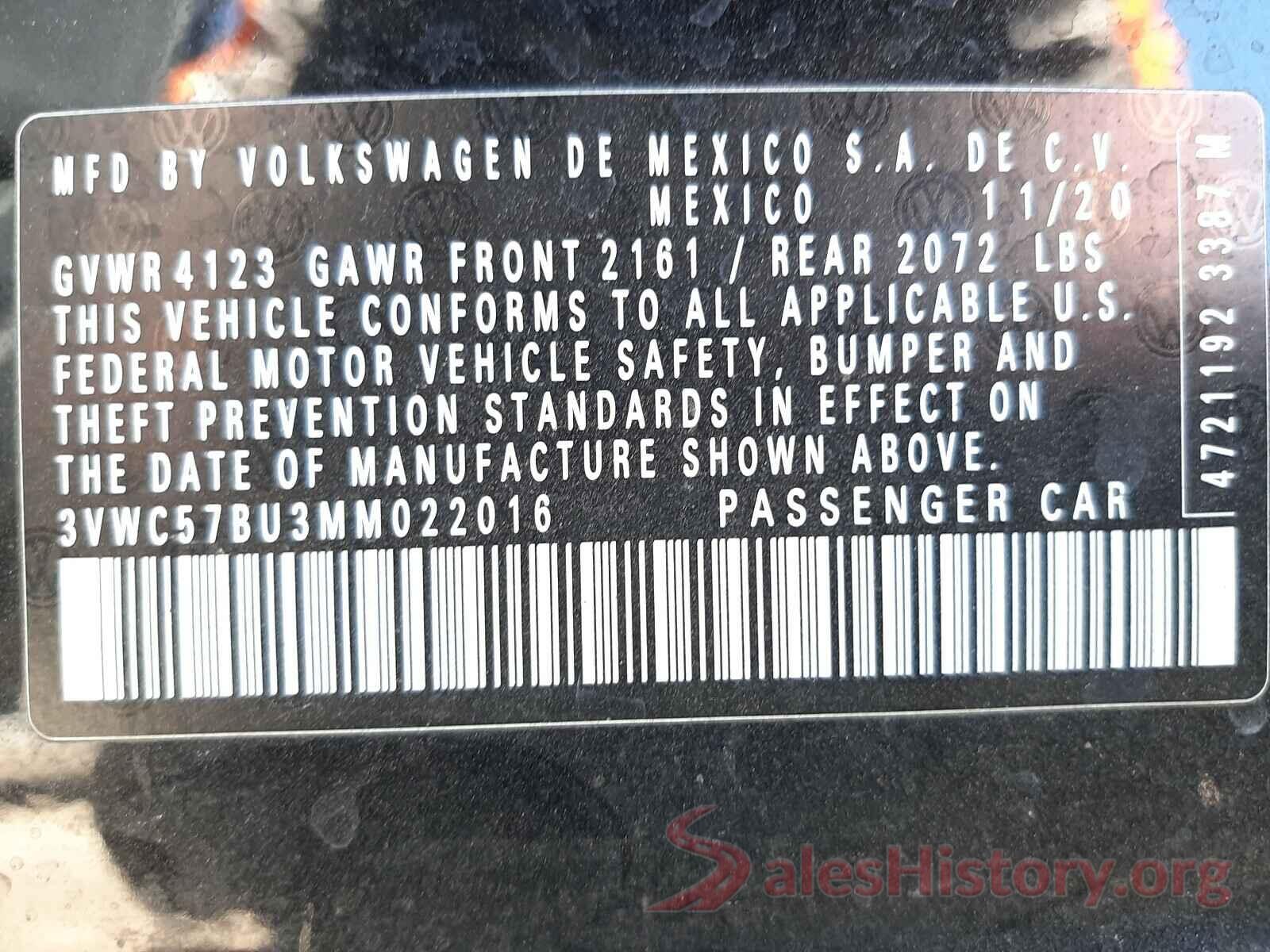 3VWC57BU3MM022016 2021 VOLKSWAGEN JETTA