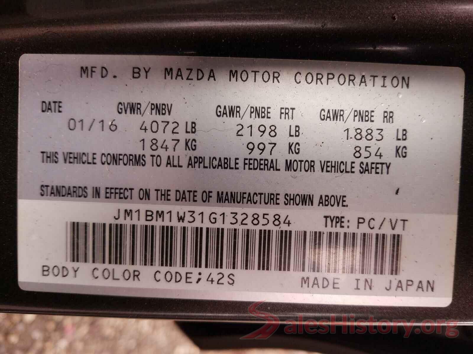 JM1BM1W31G1328584 2016 MAZDA 3