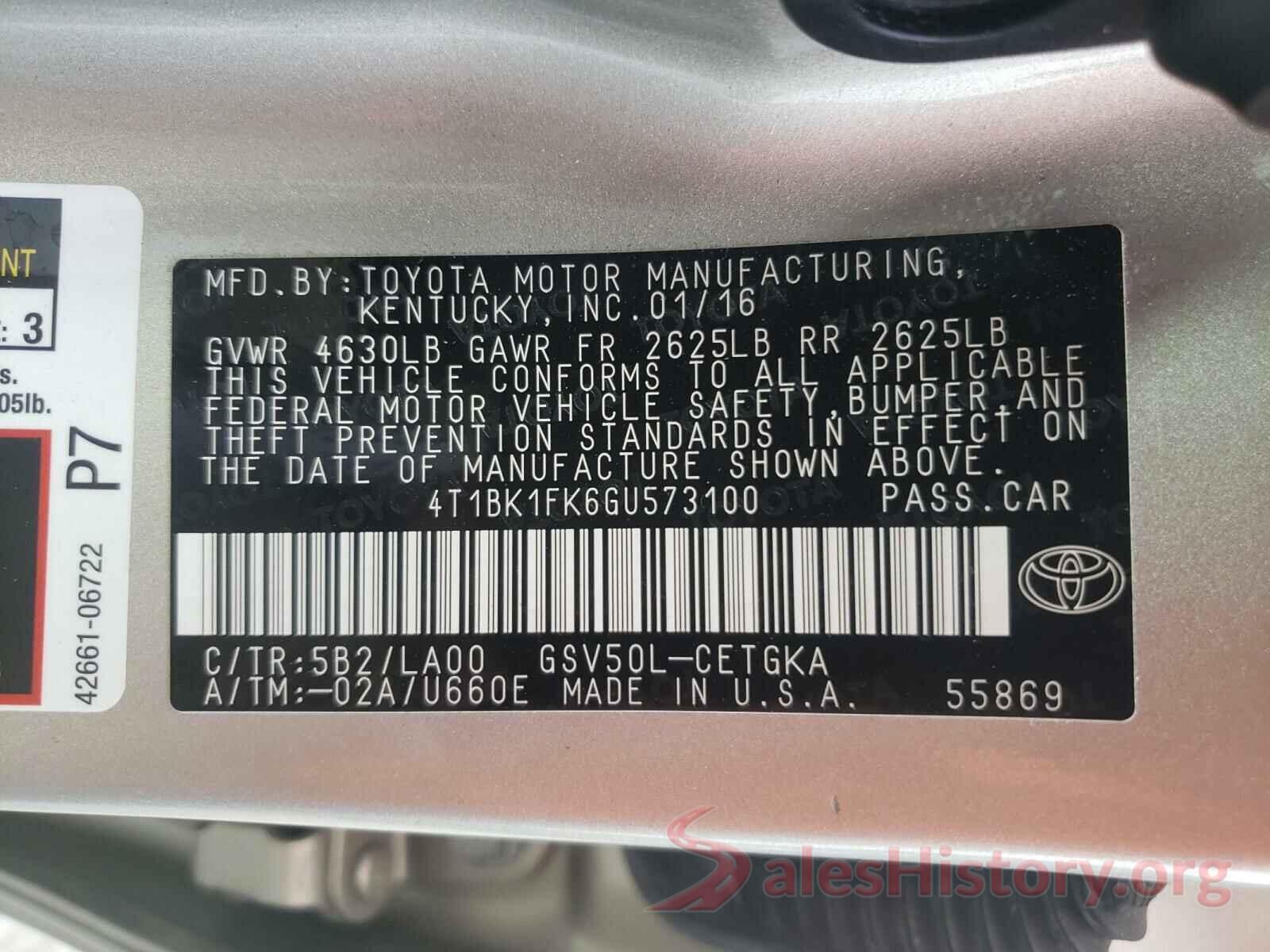 4T1BK1FK6GU573100 2016 TOYOTA CAMRY