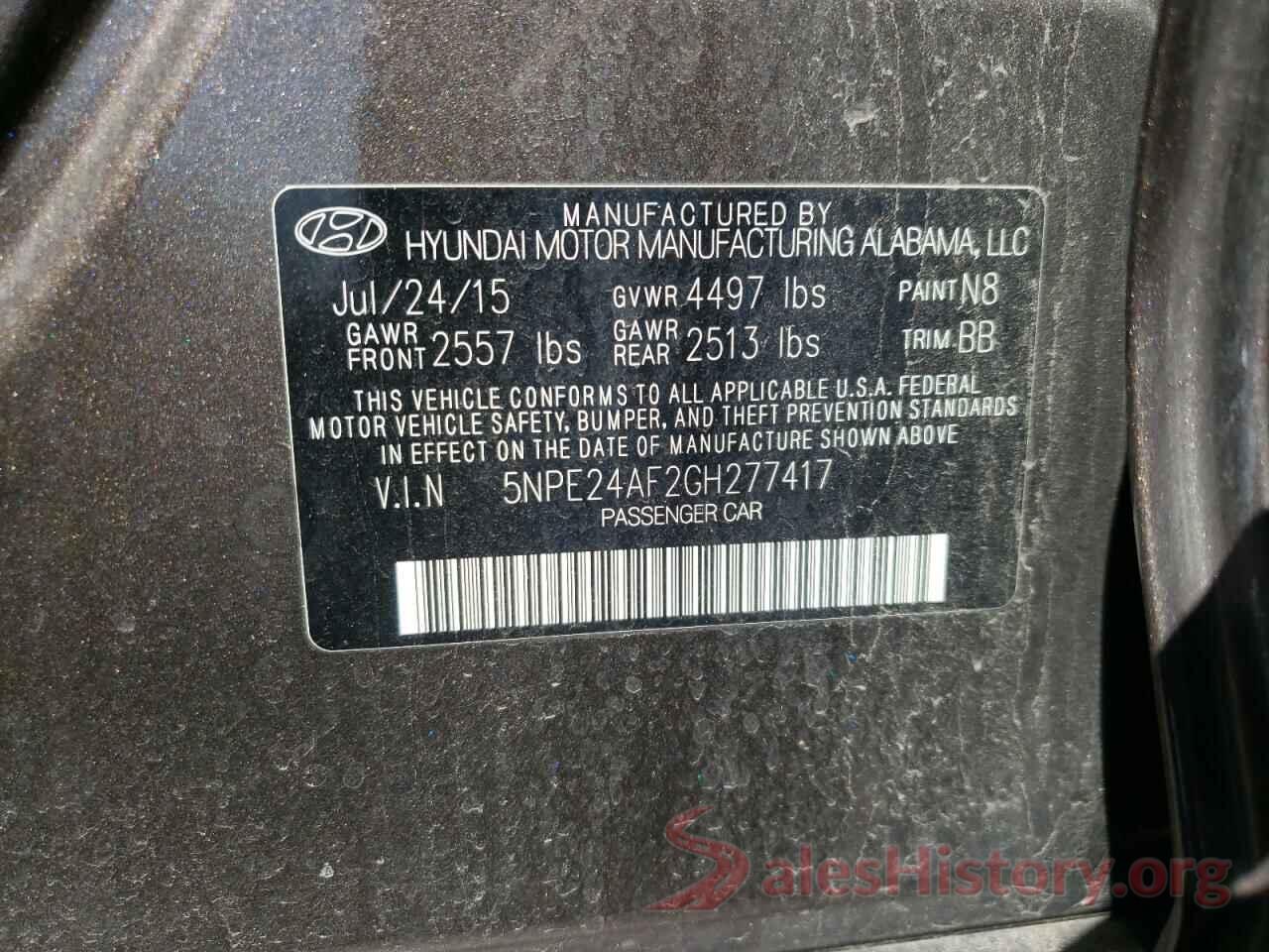 5NPE24AF2GH277417 2016 HYUNDAI SONATA