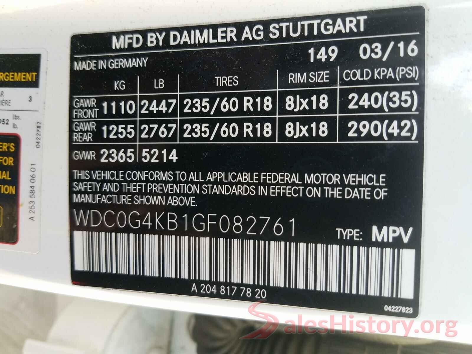 WDC0G4KB1GF082761 2016 MERCEDES-BENZ G CLASS