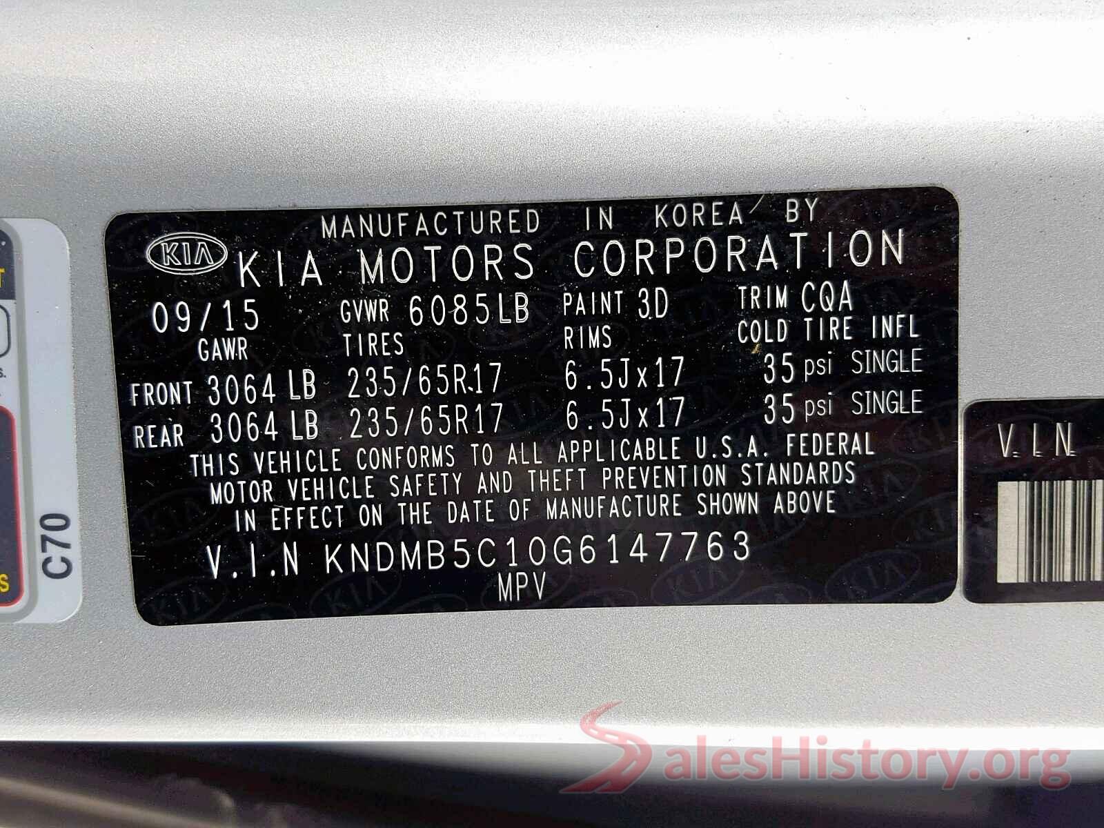 KNDMB5C10G6147763 2016 KIA SEDONA LX