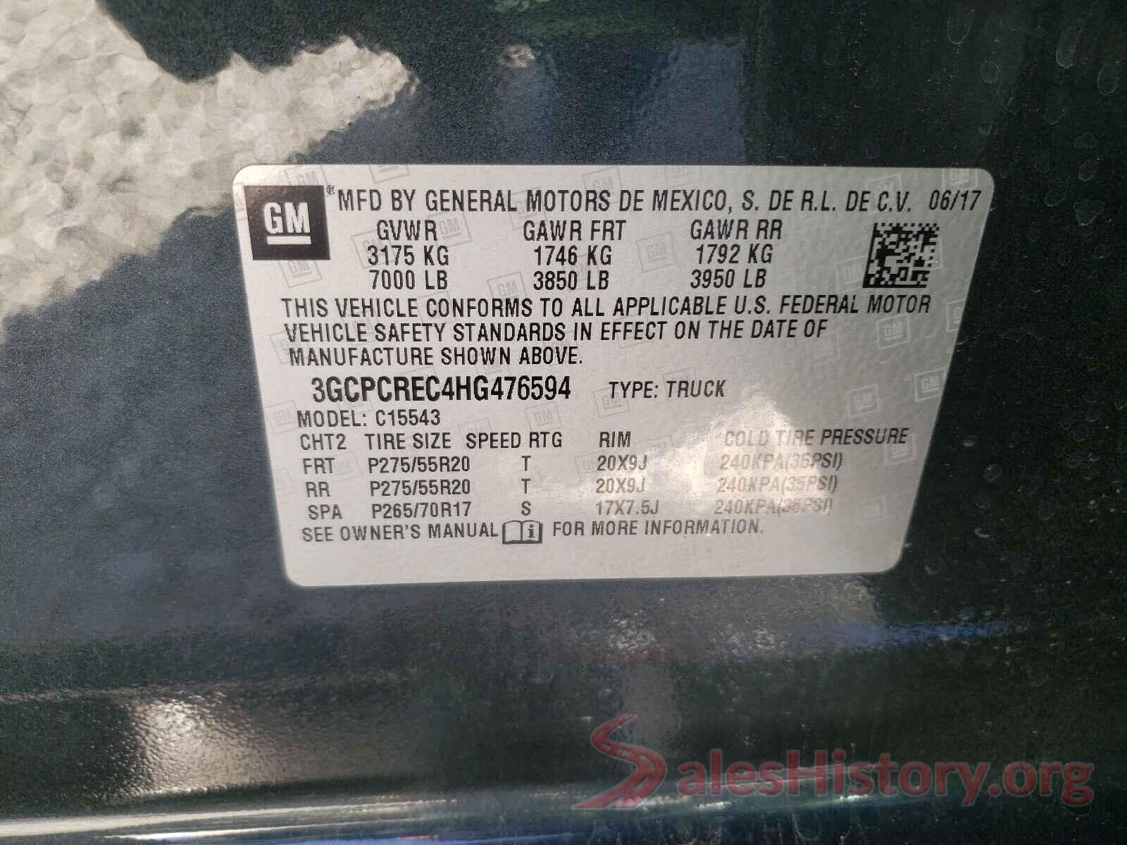 3GCPCREC4HG476594 2017 CHEVROLET SILVERADO