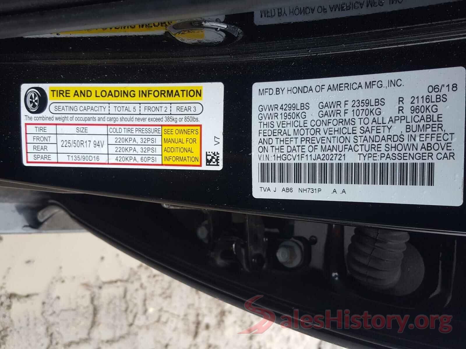 1HGCV1F11JA202721 2018 HONDA ACCORD