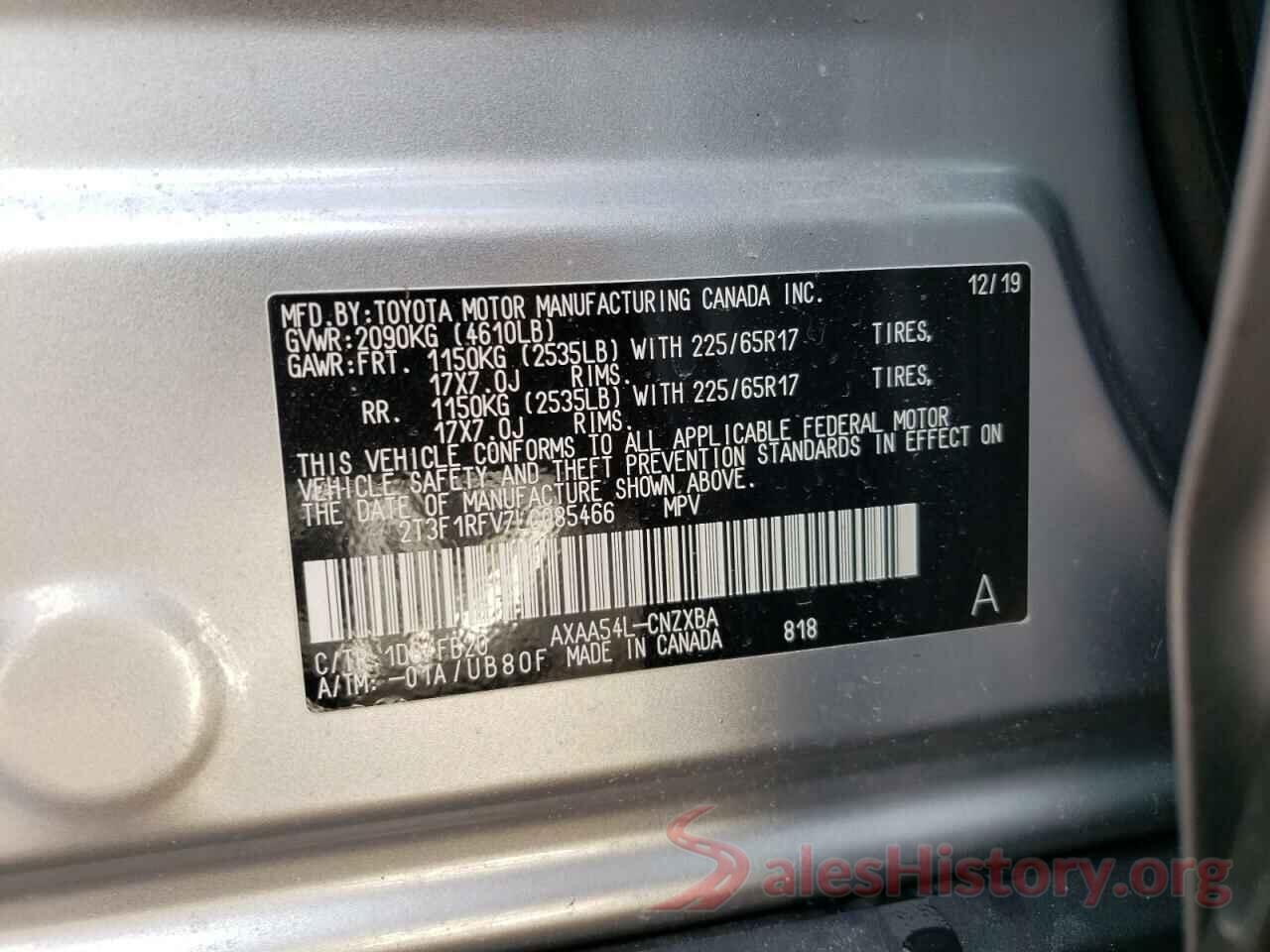 2T3F1RFV7LC085466 2020 TOYOTA RAV4