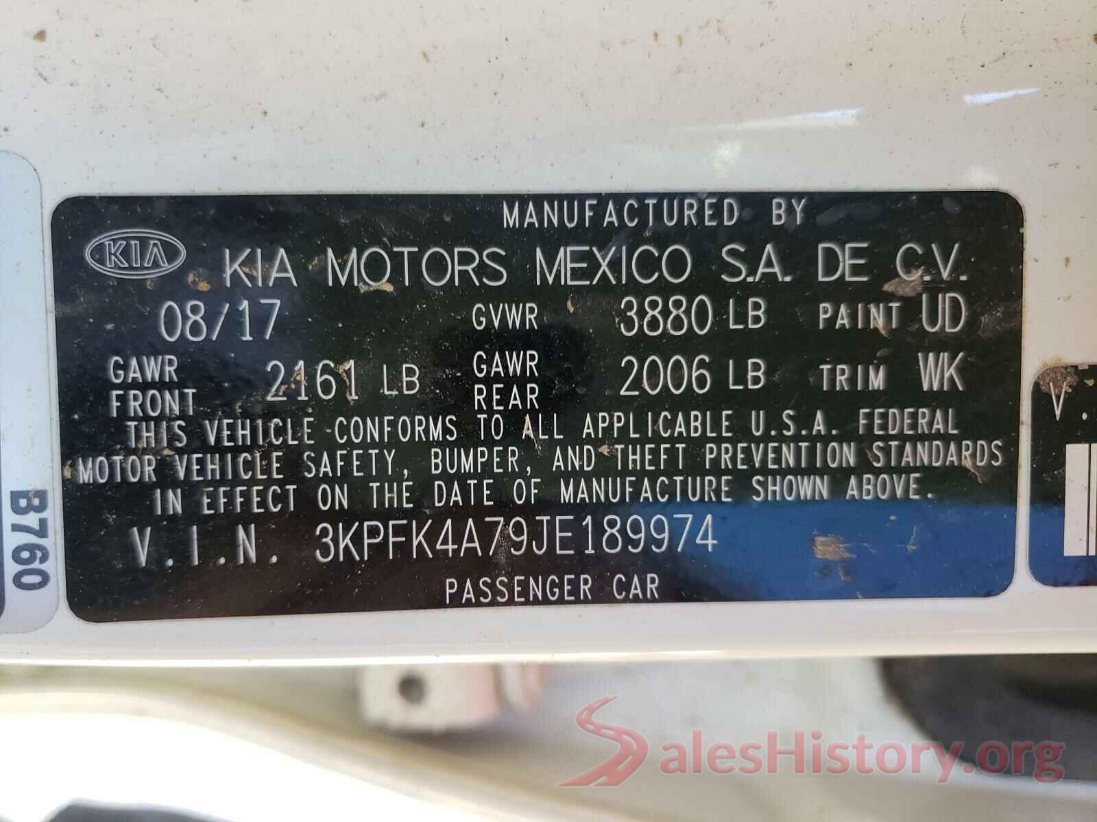 3KPFK4A79JE189974 2018 KIA FORTE