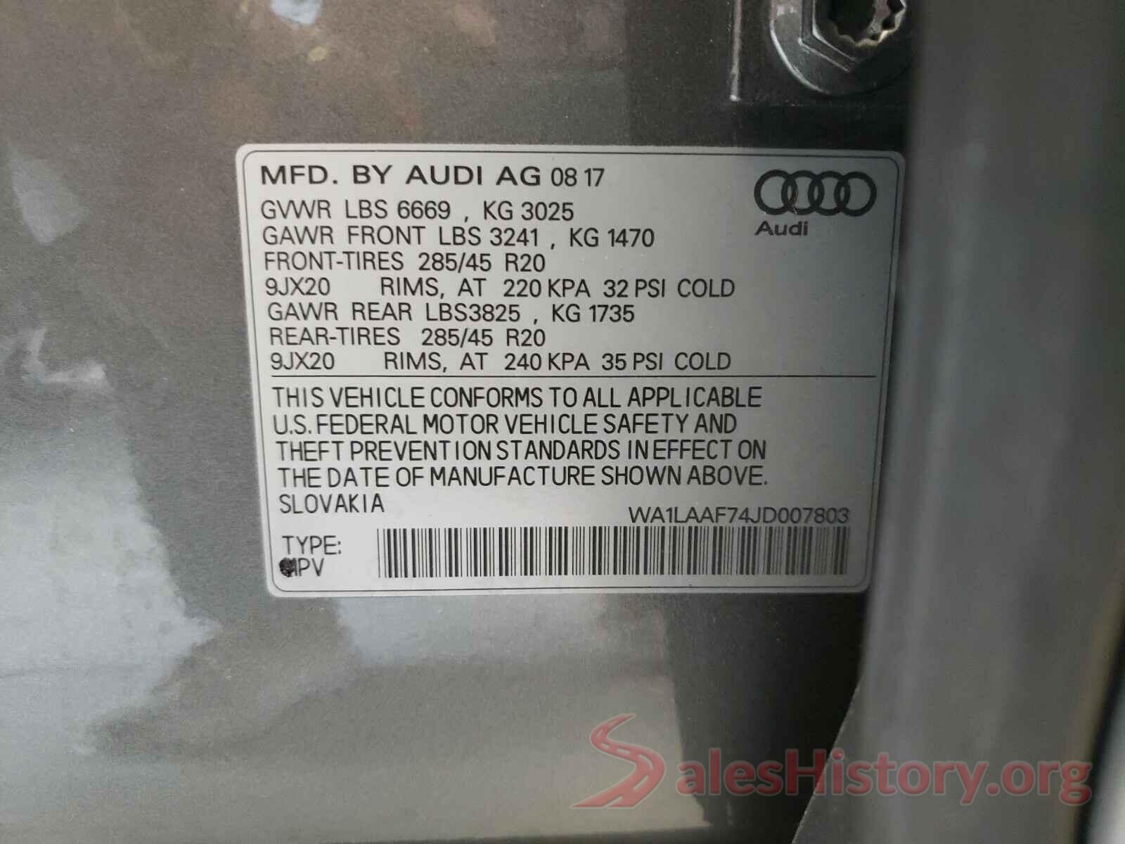 WA1LAAF74JD007803 2018 AUDI Q7