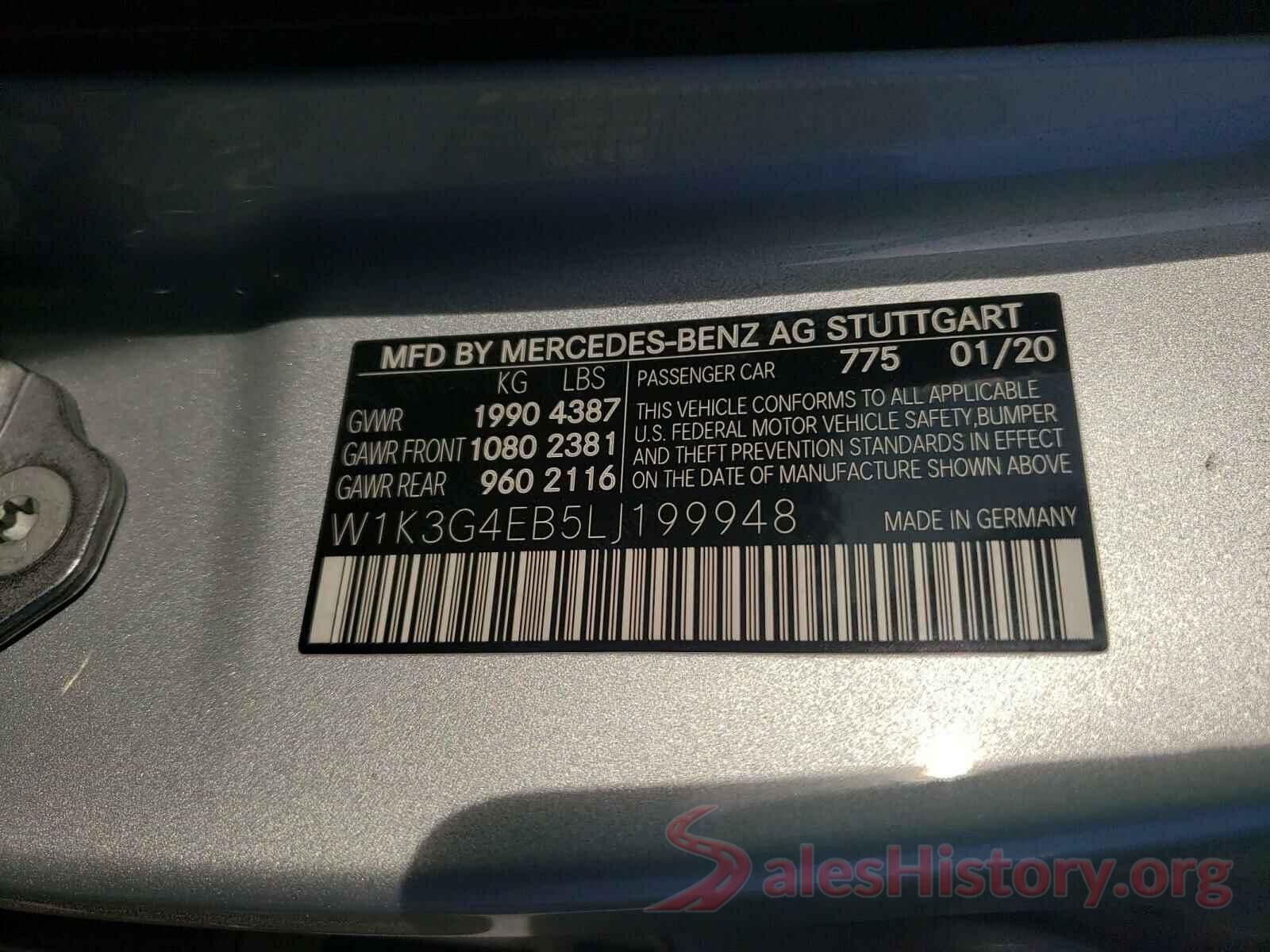 W1K3G4EB5LJ199948 2020 MERCEDES-BENZ ALL OTHER