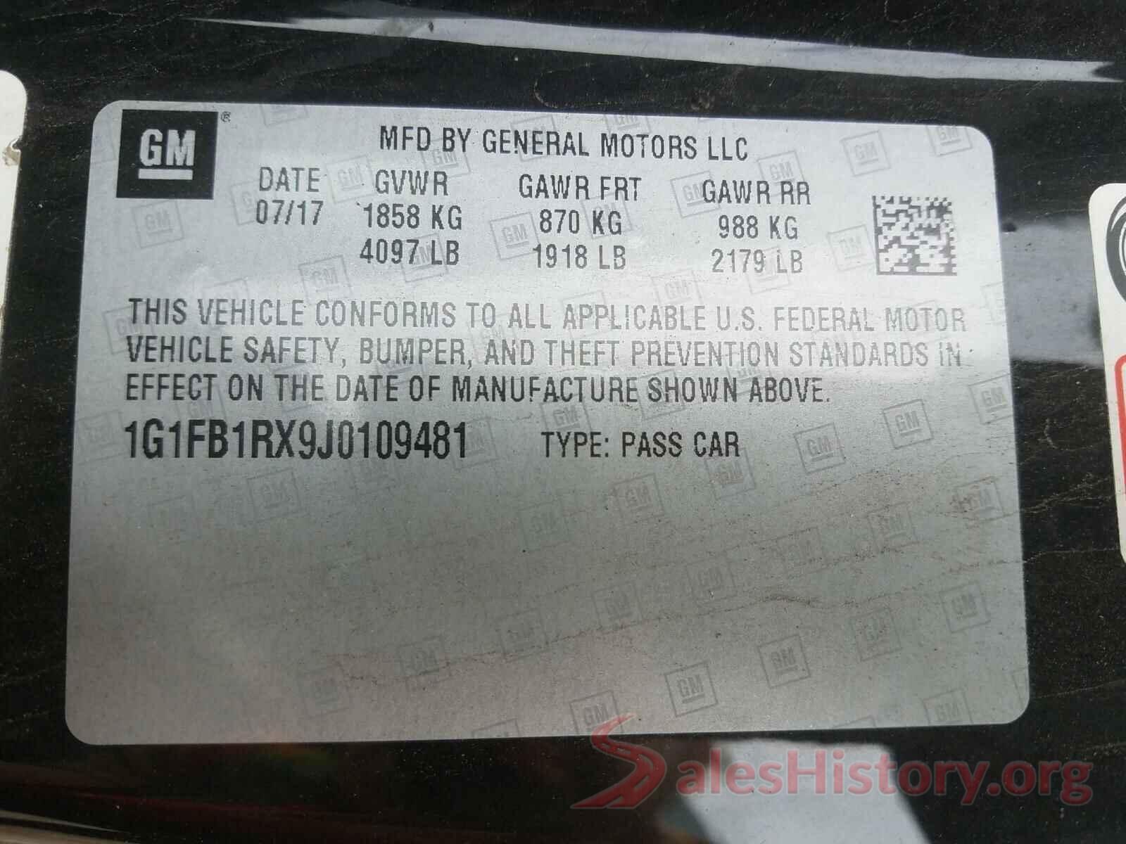 1G1FB1RX9J0109481 2018 CHEVROLET CAMARO