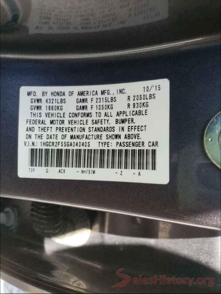 1HGCR2F55GA040405 2016 HONDA ACCORD