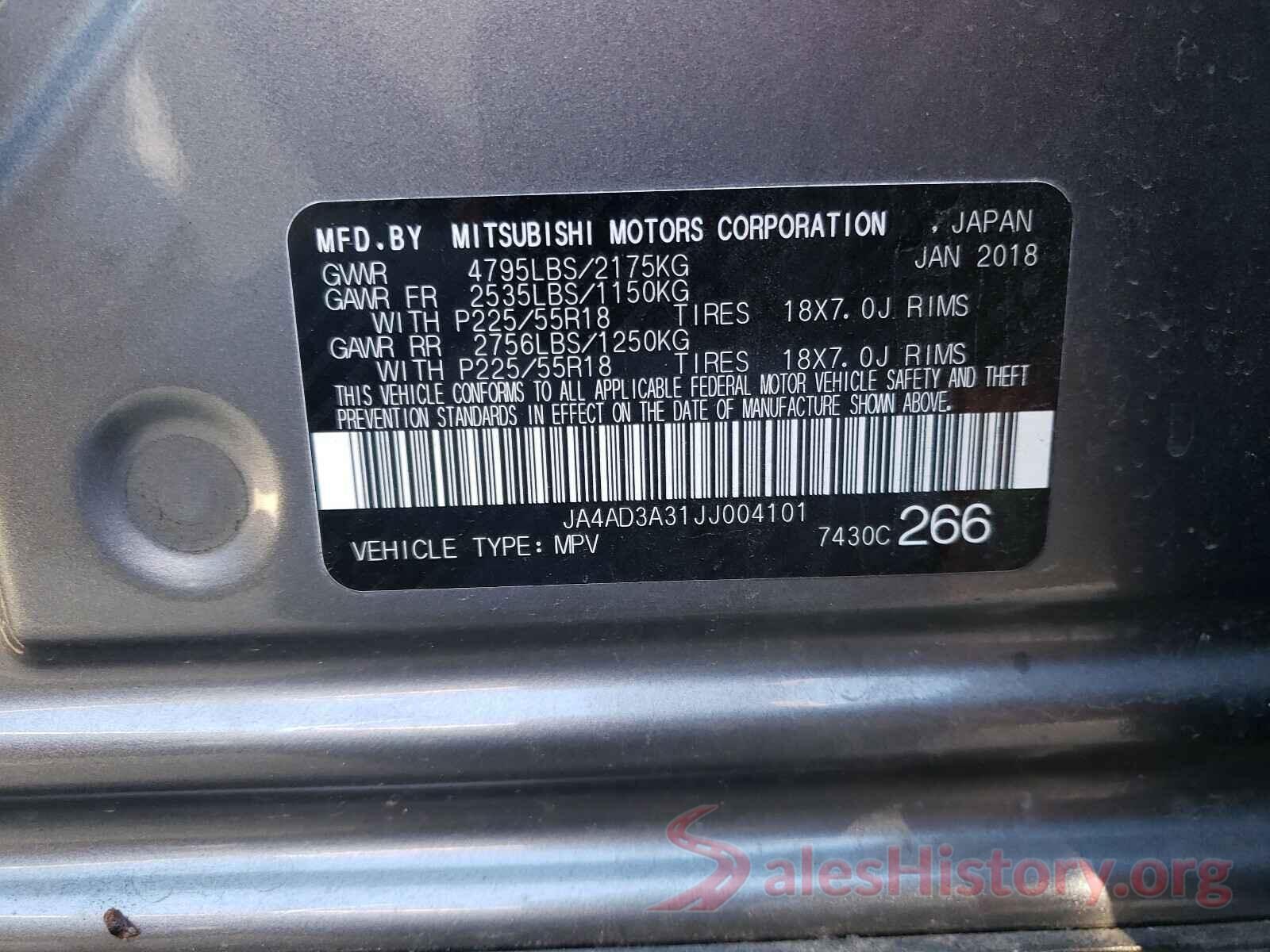 JA4AD3A31JJ004101 2018 MITSUBISHI OUTLANDER