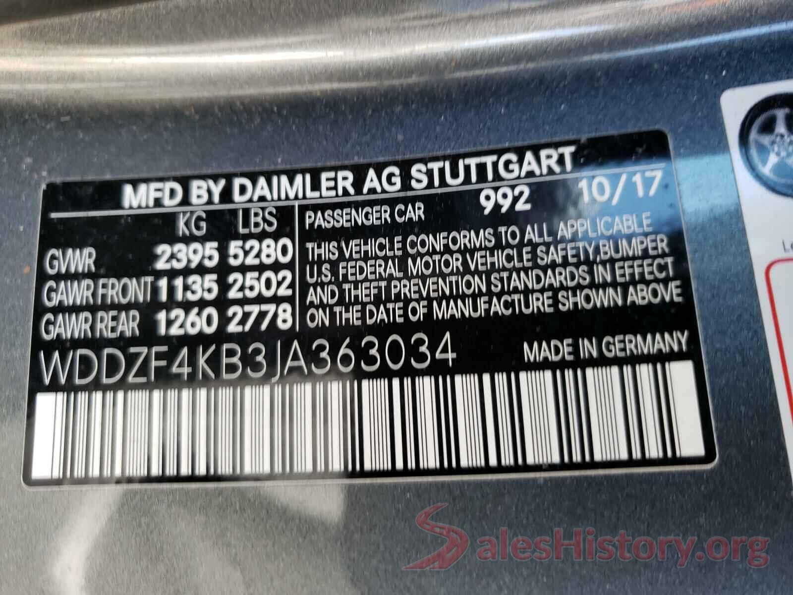 WDDZF4KB3JA363034 2018 MERCEDES-BENZ E CLASS