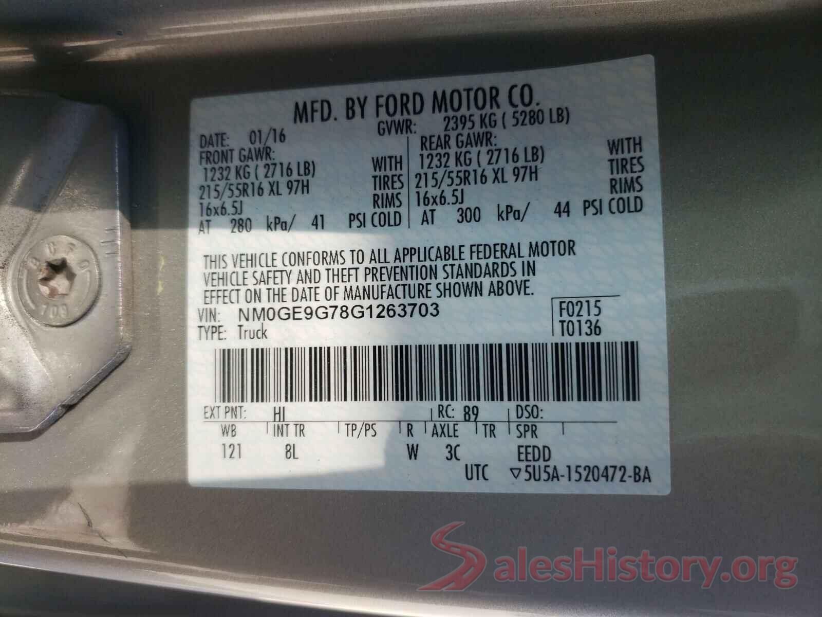 NM0GE9G78G1263703 2016 FORD TRANSIT CO