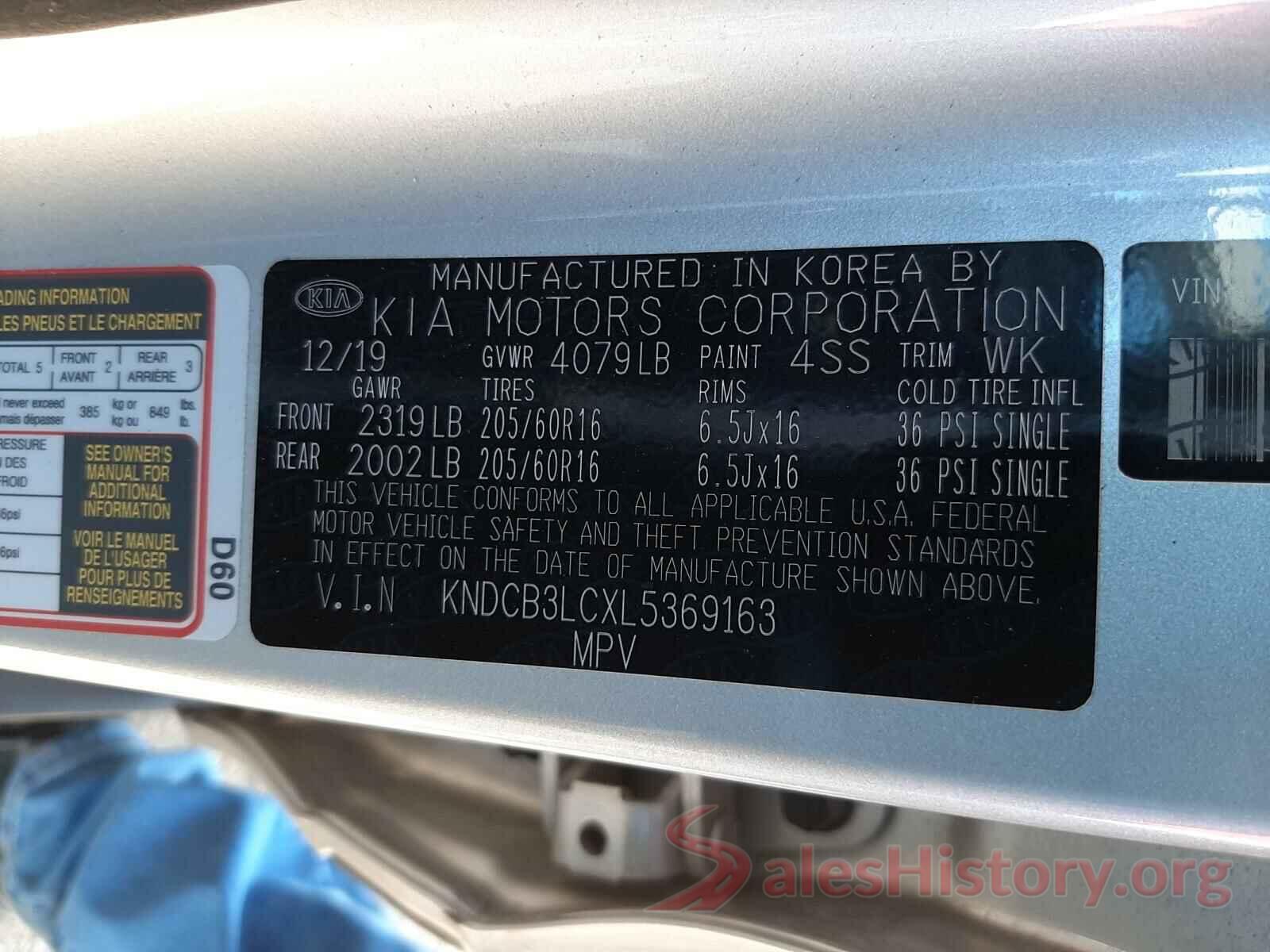 KNDCB3LCXL5369163 2020 KIA NIRO