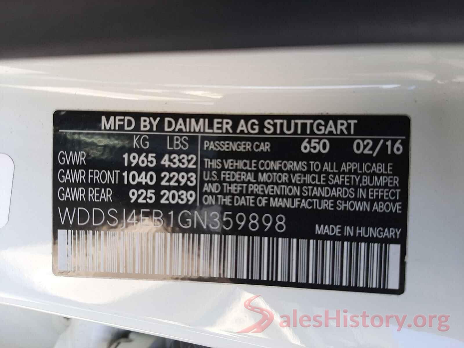 WDDSJ4EB1GN359898 2016 MERCEDES-BENZ C CLASS