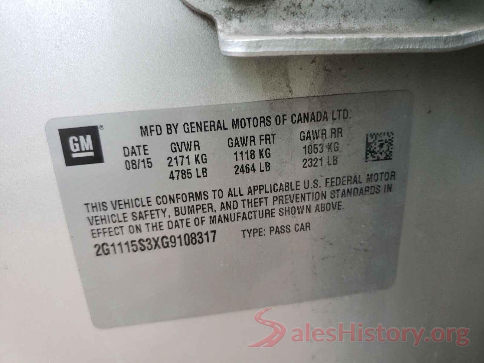 2G1115S3XG9108317 2016 CHEVROLET IMPALA