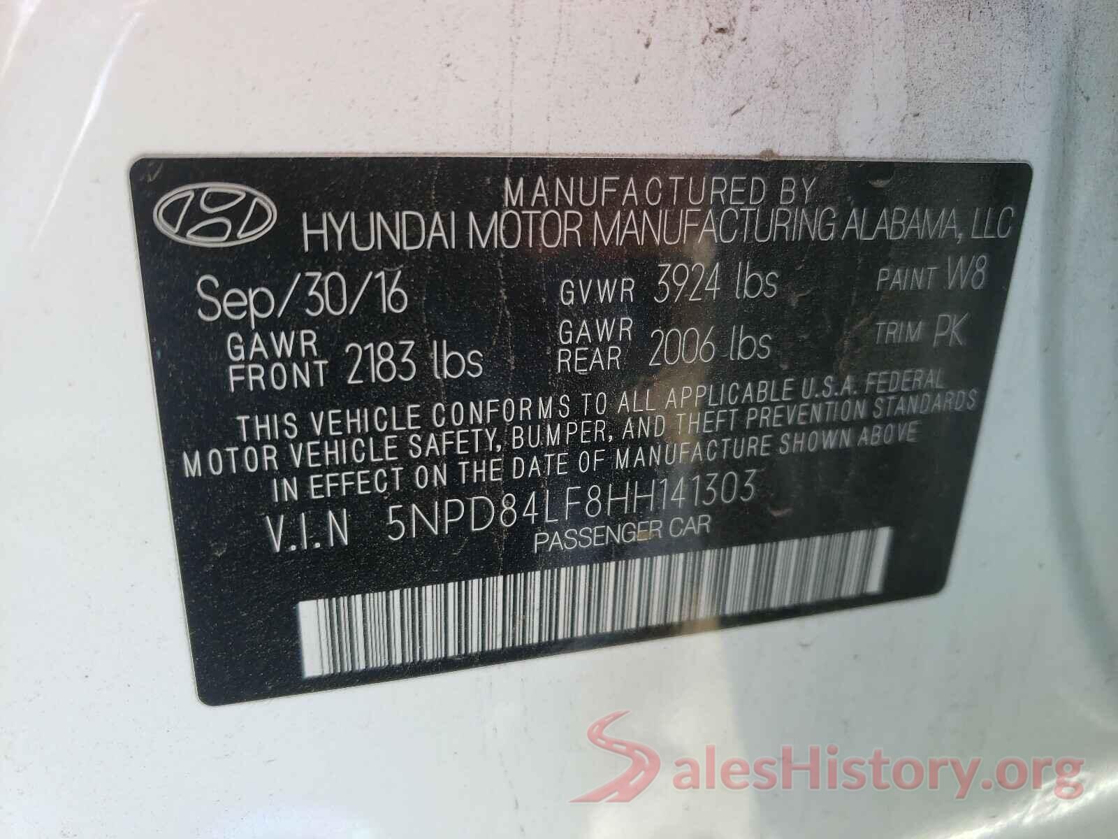 5NPD84LF8HH141303 2017 HYUNDAI ELANTRA