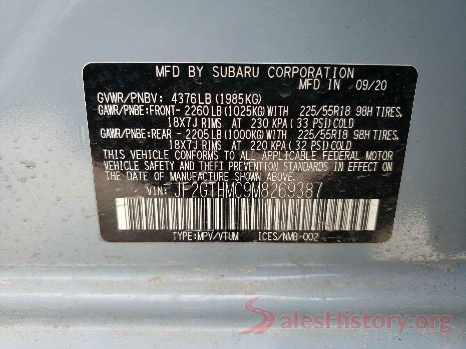 JF2GTHMC9M8269387 2021 SUBARU CROSSTREK