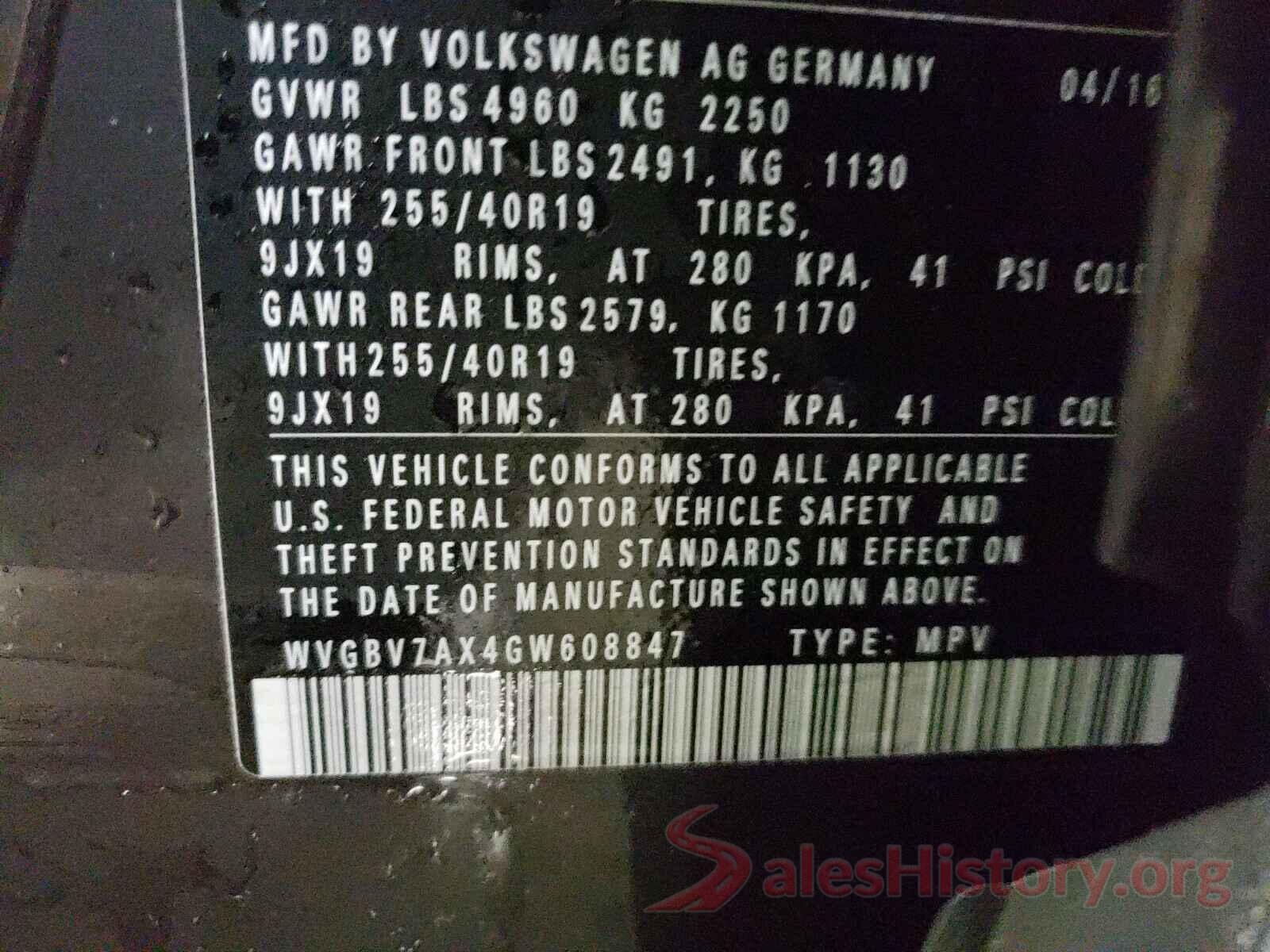 WVGBV7AX4GW608847 2016 VOLKSWAGEN TIGUAN