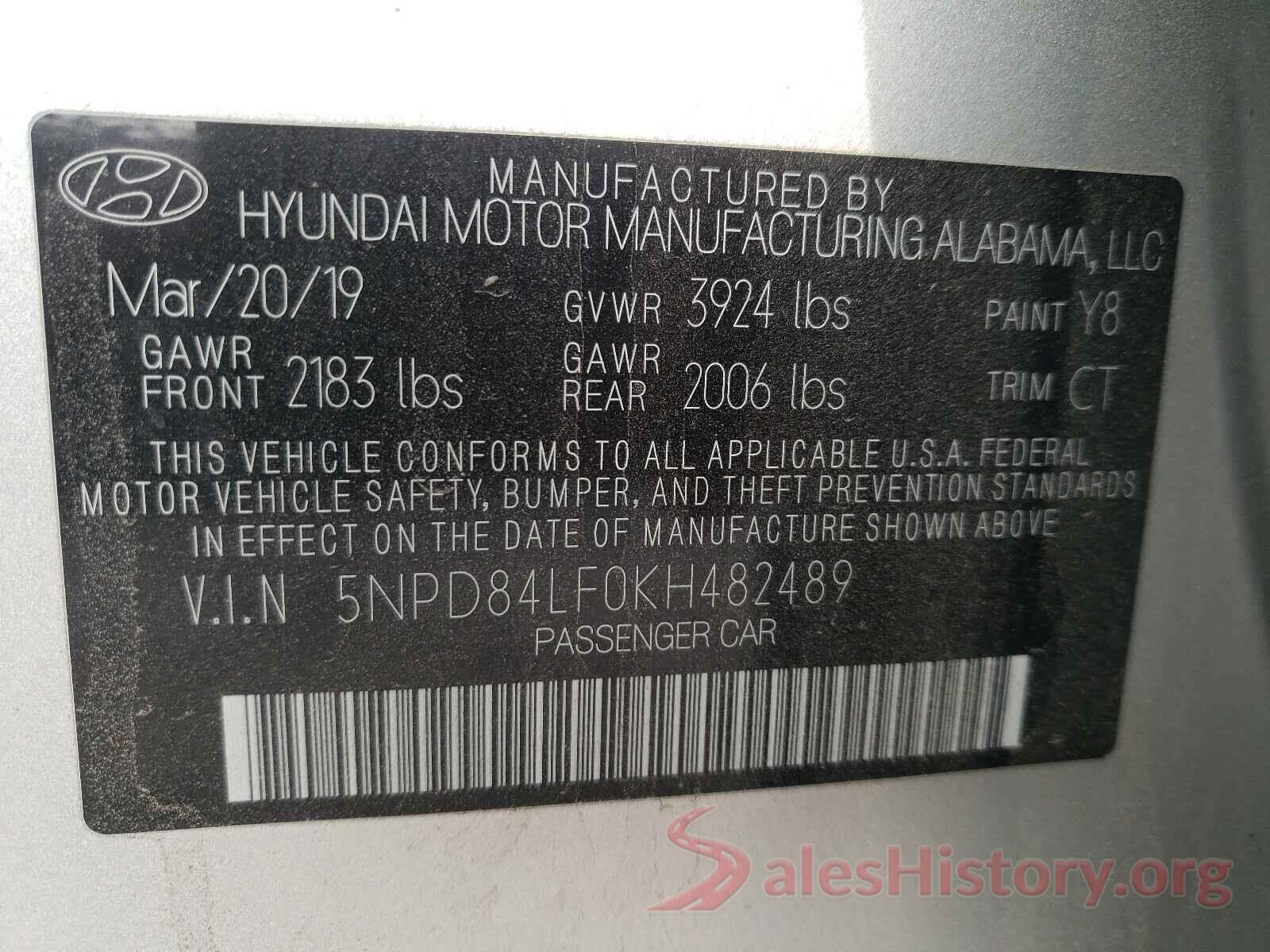 5NPD84LF0KH482489 2019 HYUNDAI ELANTRA