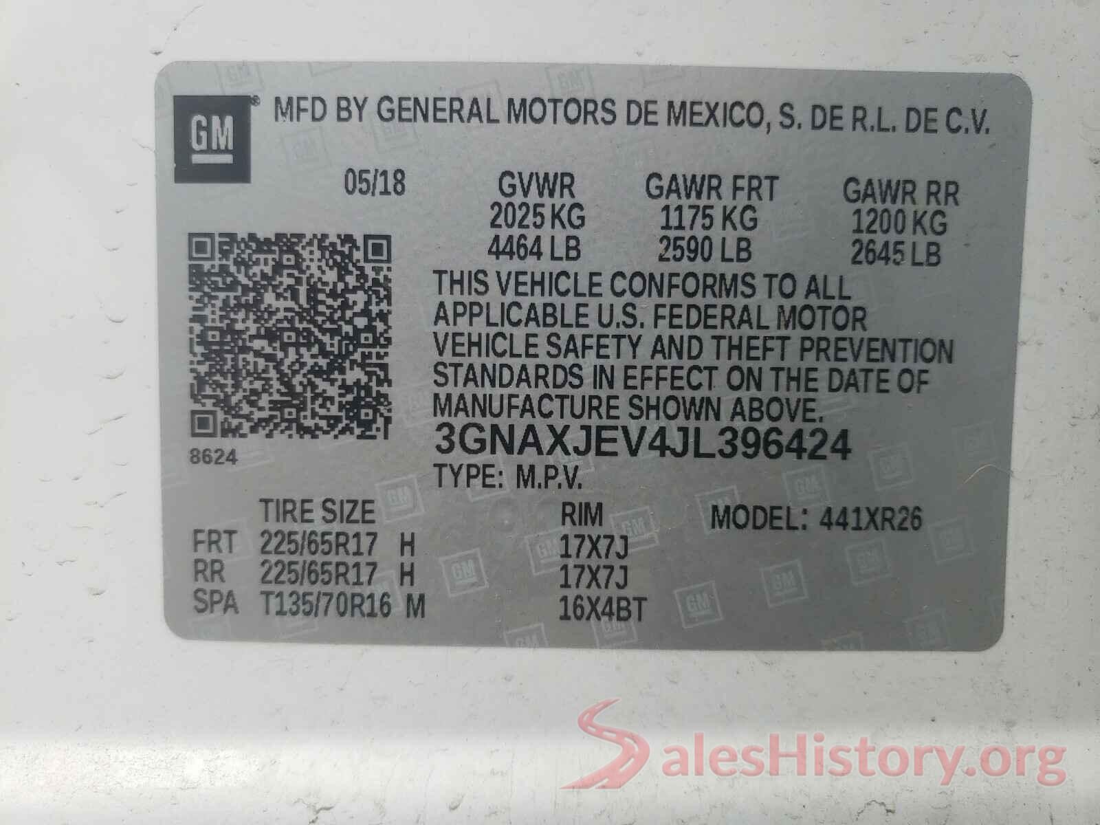 3GNAXJEV4JL396424 2018 CHEVROLET EQUINOX