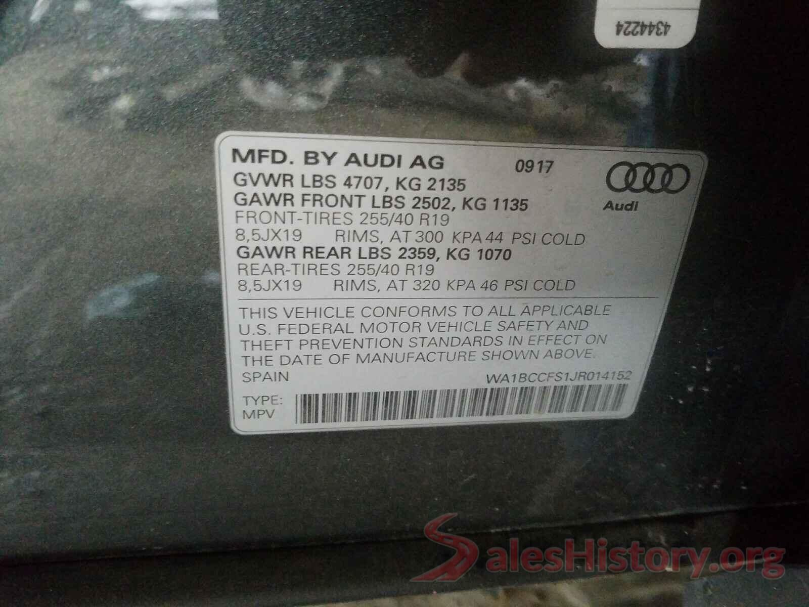 WA1BCCFS1JR014152 2018 AUDI Q3