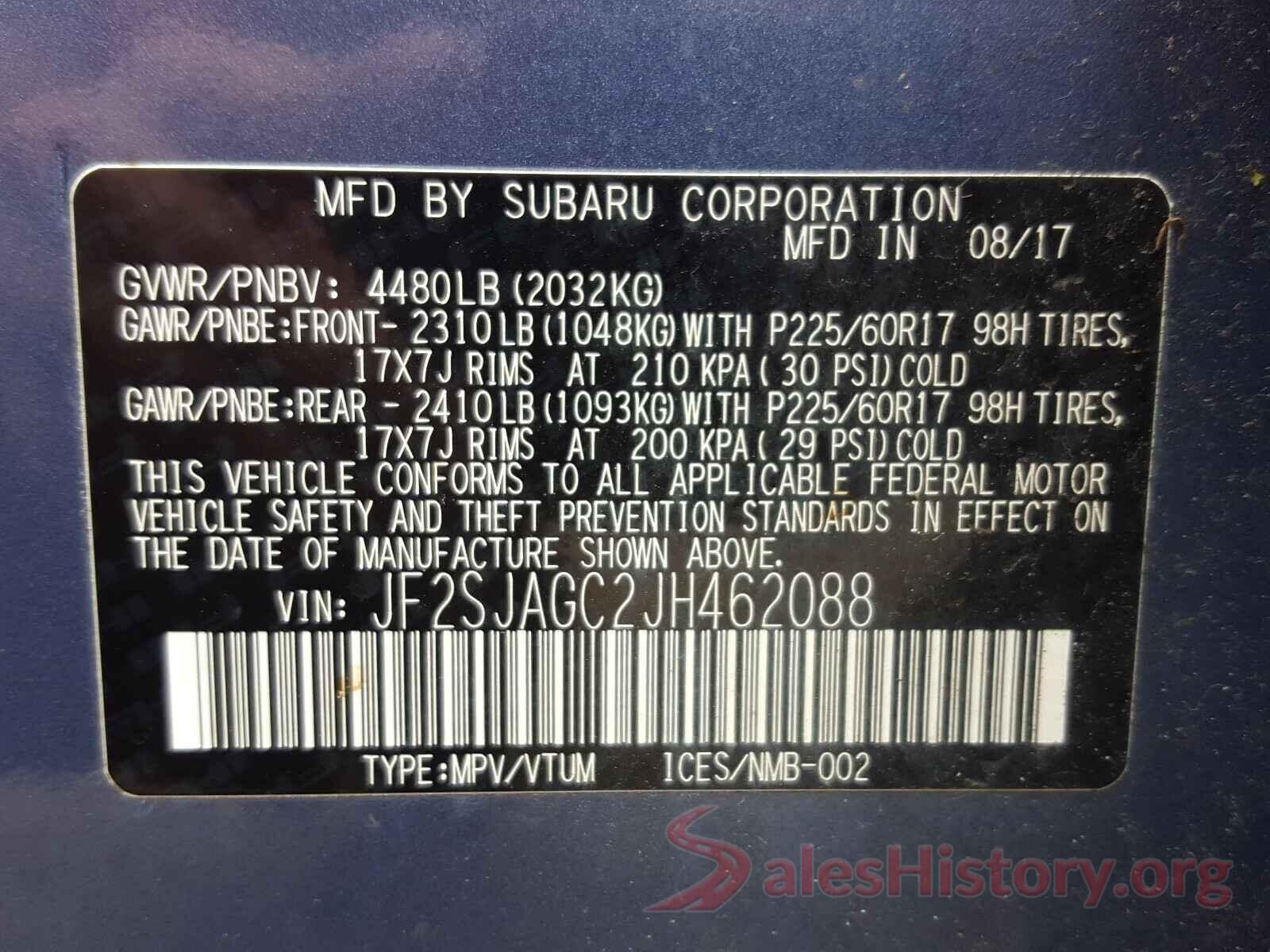 JF2SJAGC2JH462088 2018 SUBARU FORESTER