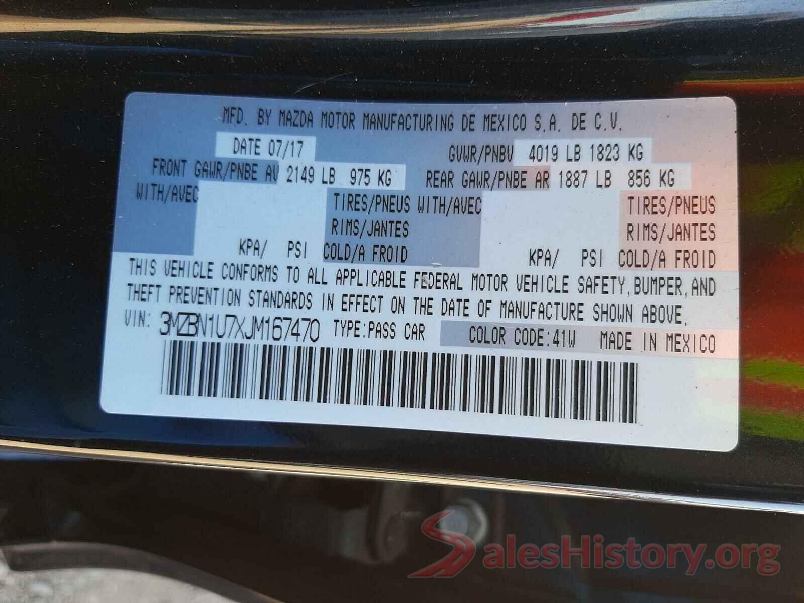 3MZBN1U7XJM167470 2018 MAZDA 3