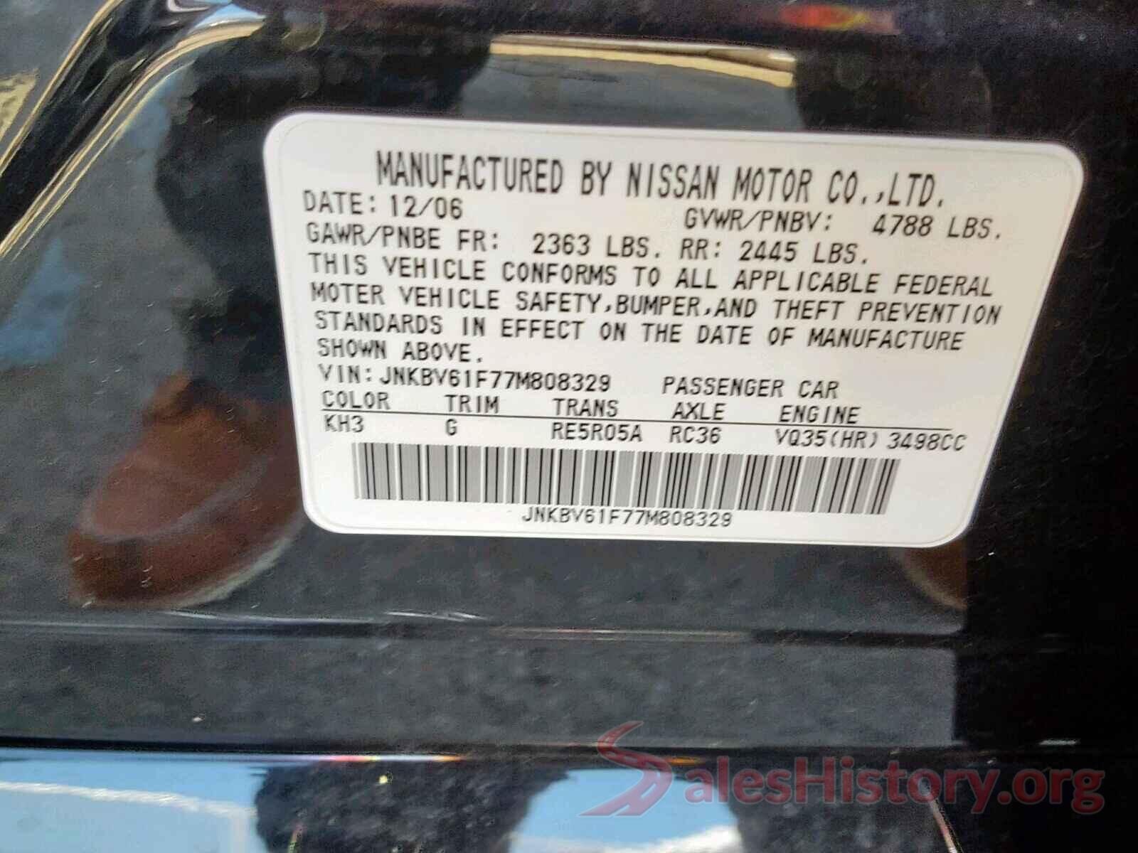 JNKBV61F77M808329 2007 INFINITI G35