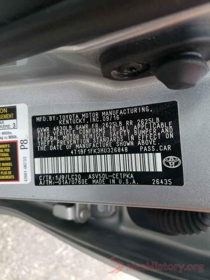 4T1BF1FK3HU326848 2017 TOYOTA CAMRY