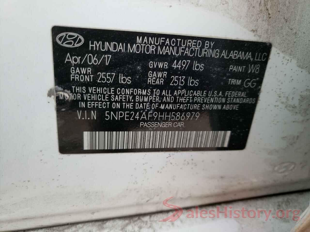 5NPE24AF9HH586979 2017 HYUNDAI SONATA