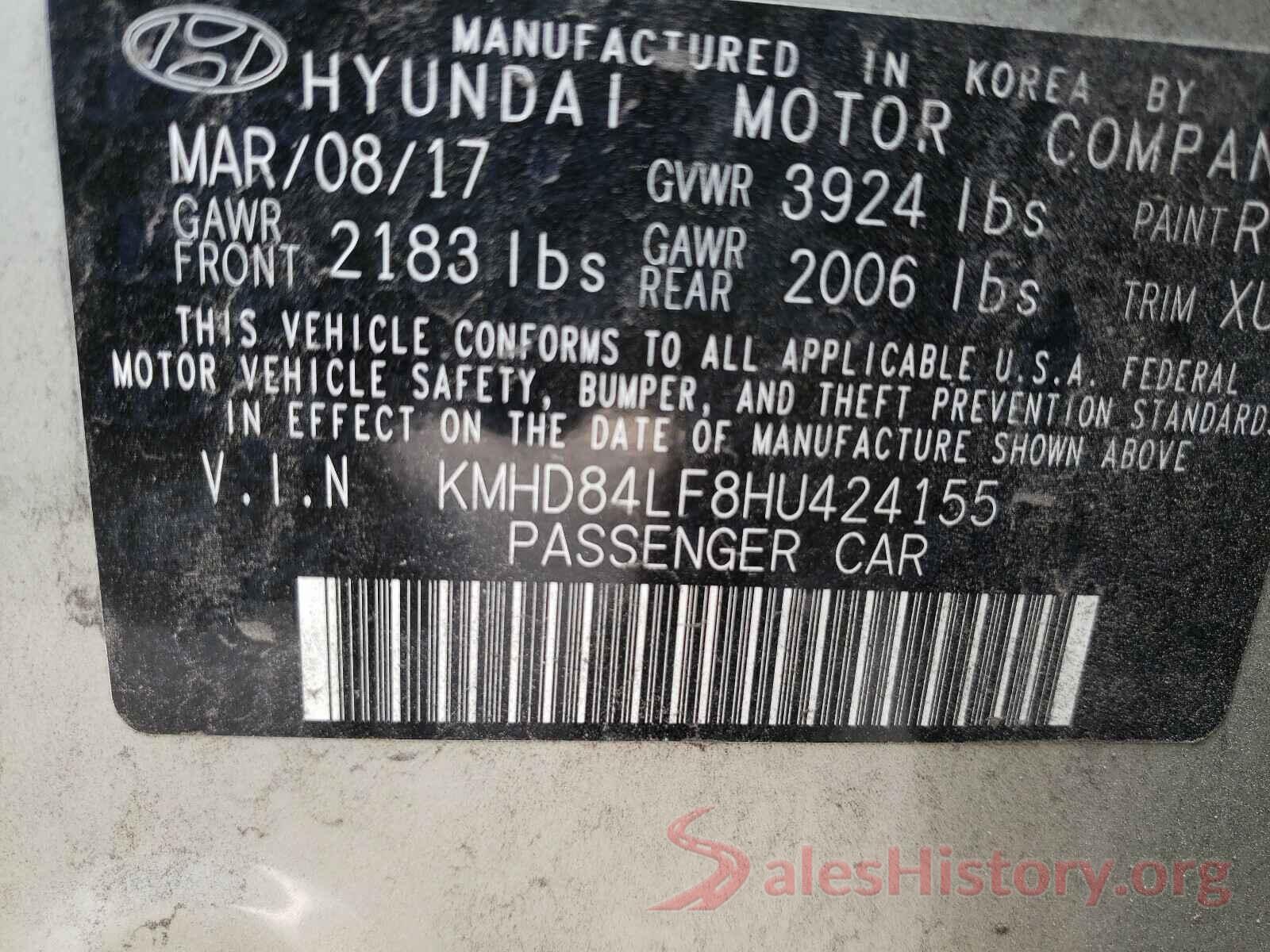 KMHD84LF8HU424155 2017 HYUNDAI ELANTRA