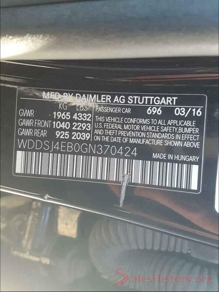 WDDSJ4EB0GN370424 2016 MERCEDES-BENZ C CLASS