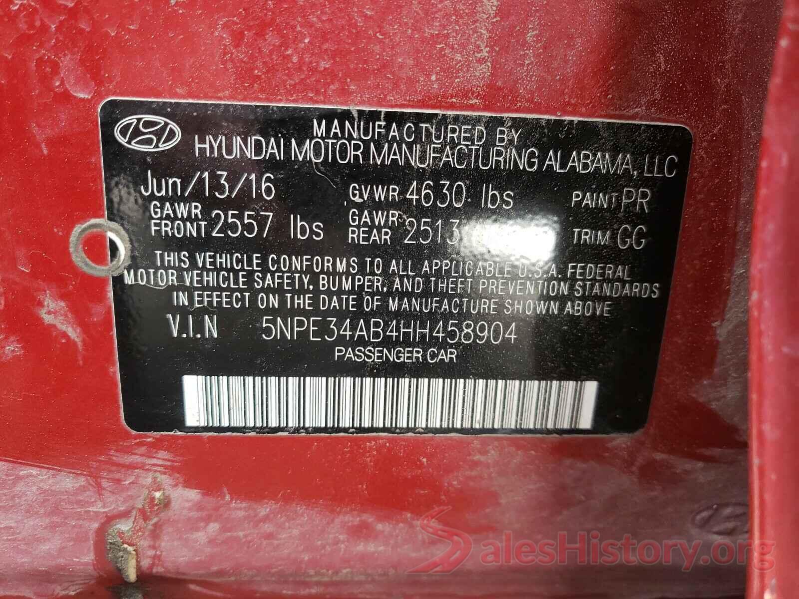 5NPE34AB4HH458904 2017 HYUNDAI SONATA