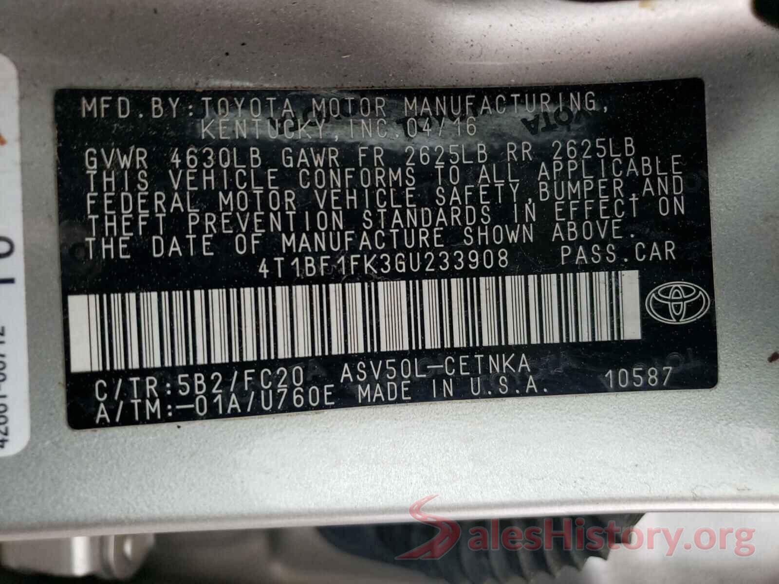 4T1BF1FK3GU233908 2016 TOYOTA CAMRY