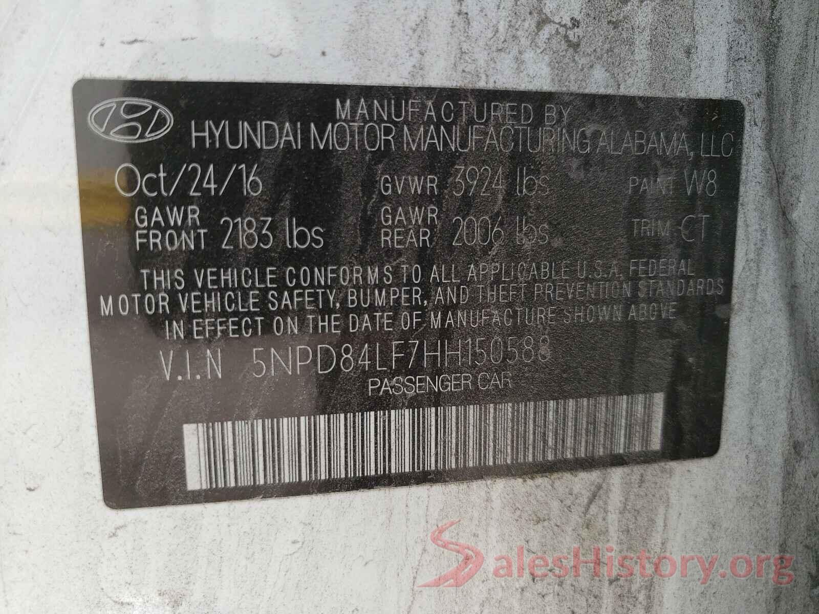 5NPD84LF7HH150588 2017 HYUNDAI ELANTRA