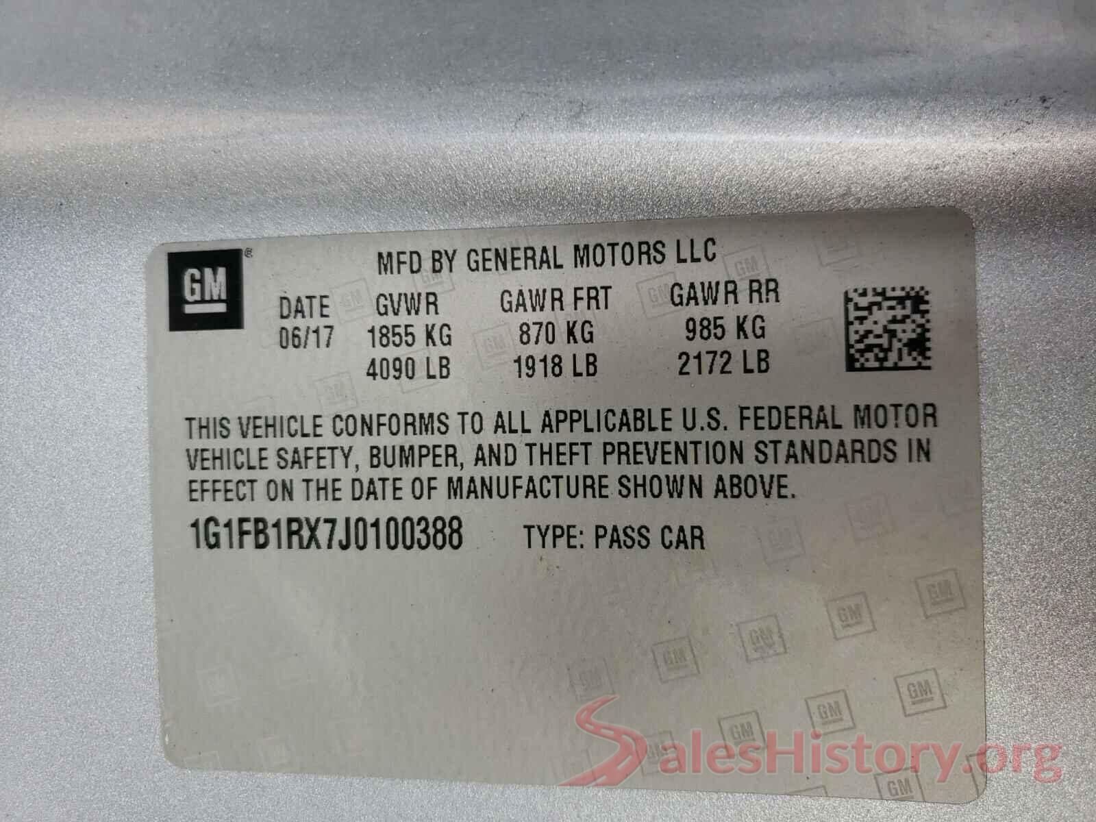 1G1FB1RX7J0100388 2018 CHEVROLET CAMARO