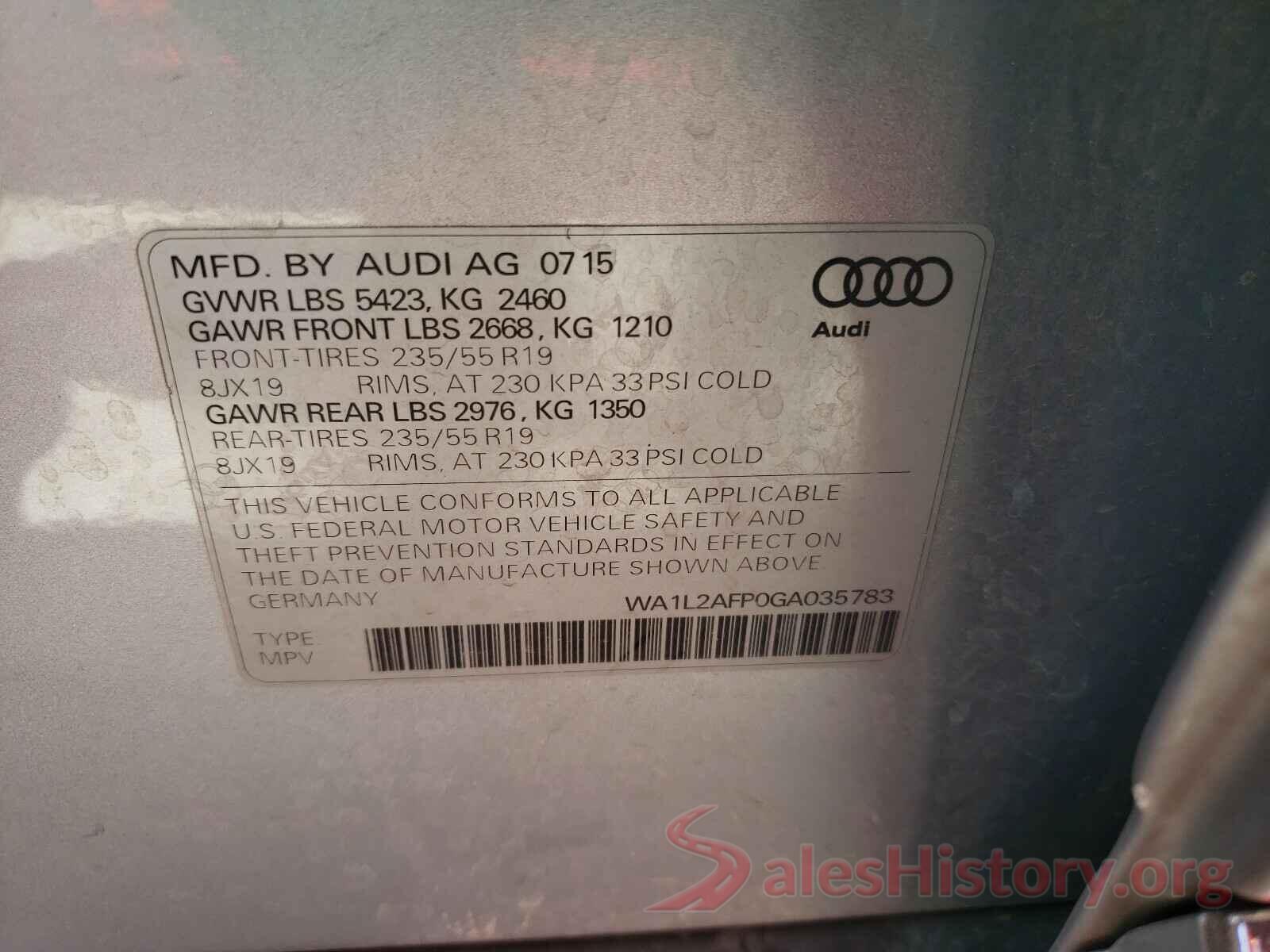 WA1L2AFP0GA035783 2016 AUDI Q5