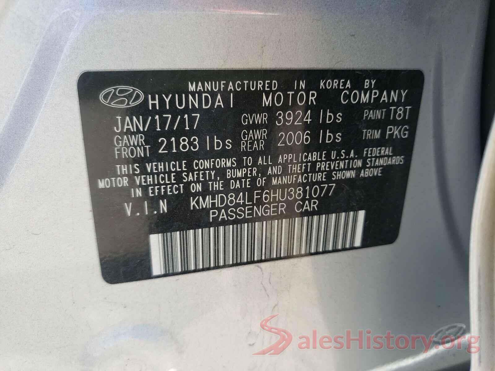 KMHD84LF6HU381077 2017 HYUNDAI ELANTRA