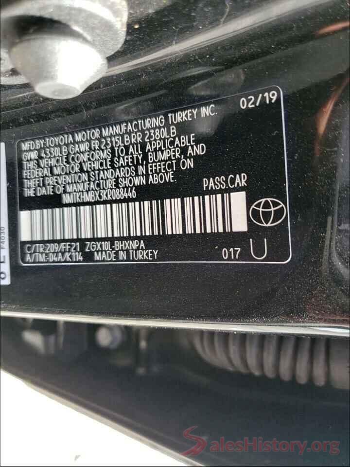 NMTKHMBX3KR088446 2019 TOYOTA C-HR