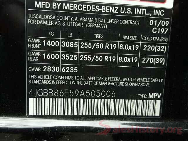 4JGBB86E59A505006 2009 MERCEDES-BENZ ML 350