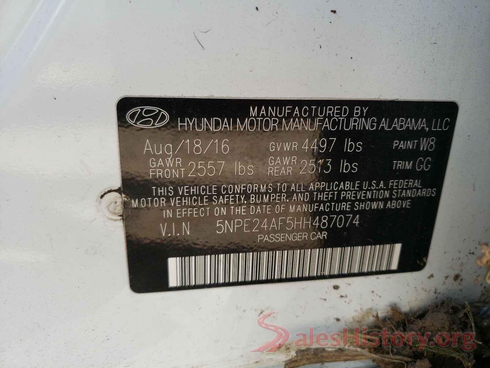 5NPE24AF5HH487074 2017 HYUNDAI SONATA