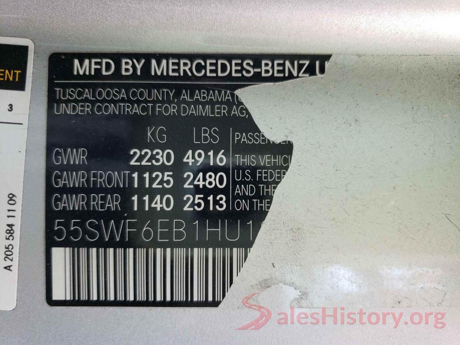 55SWF6EB1HU185046 2017 MERCEDES-BENZ C-CLASS