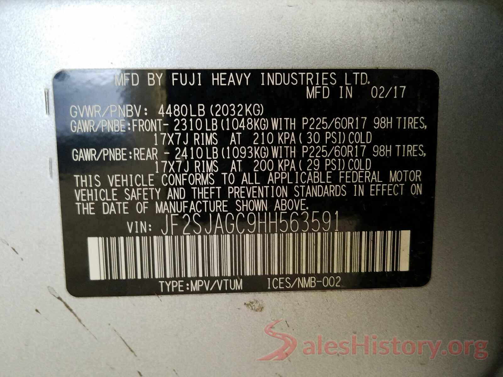 JF2SJAGC9HH563591 2017 SUBARU FORESTER