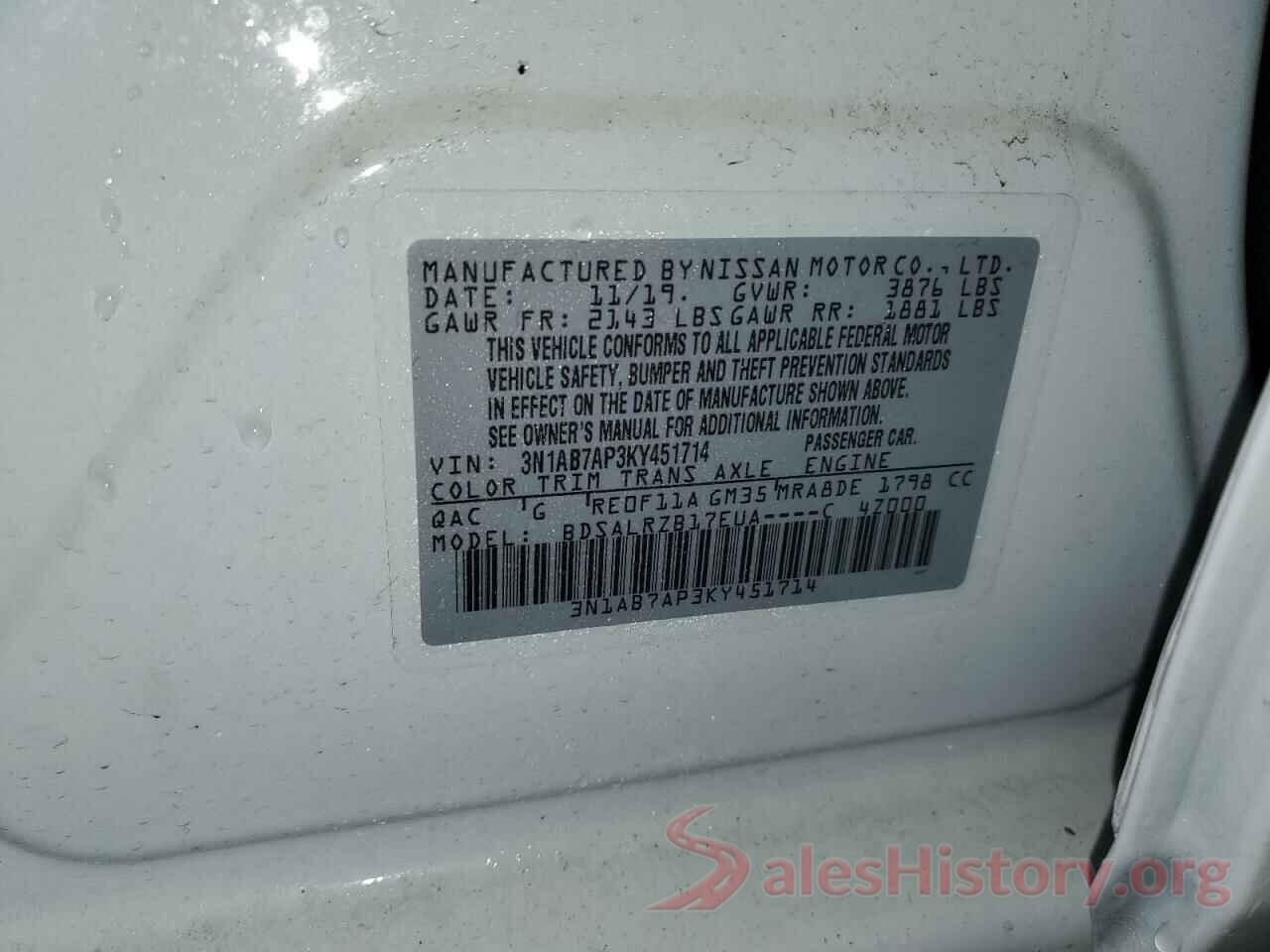 3N1AB7AP3KY451714 2019 NISSAN SENTRA