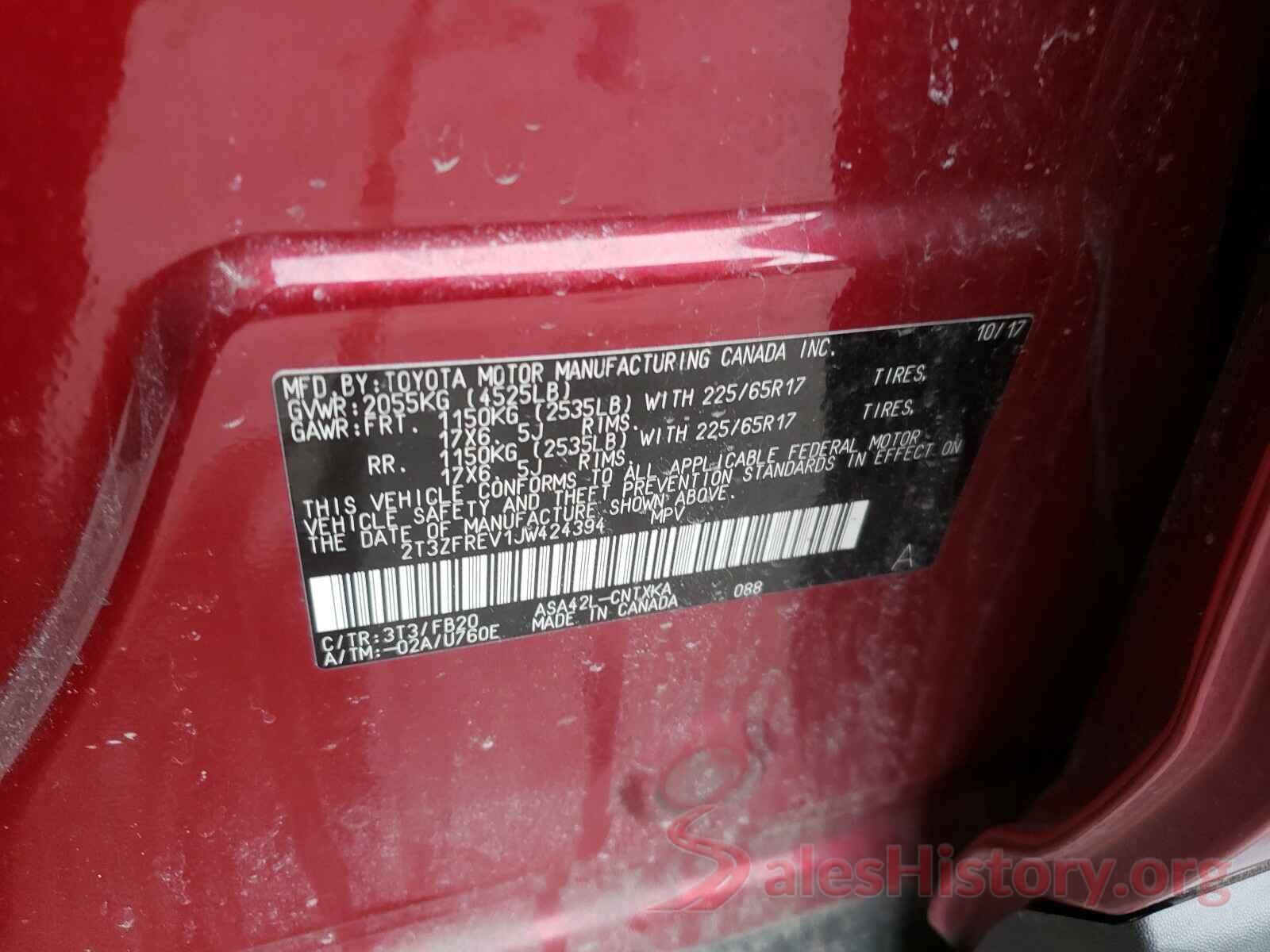 2T3ZFREV1JW424394 2018 TOYOTA RAV4