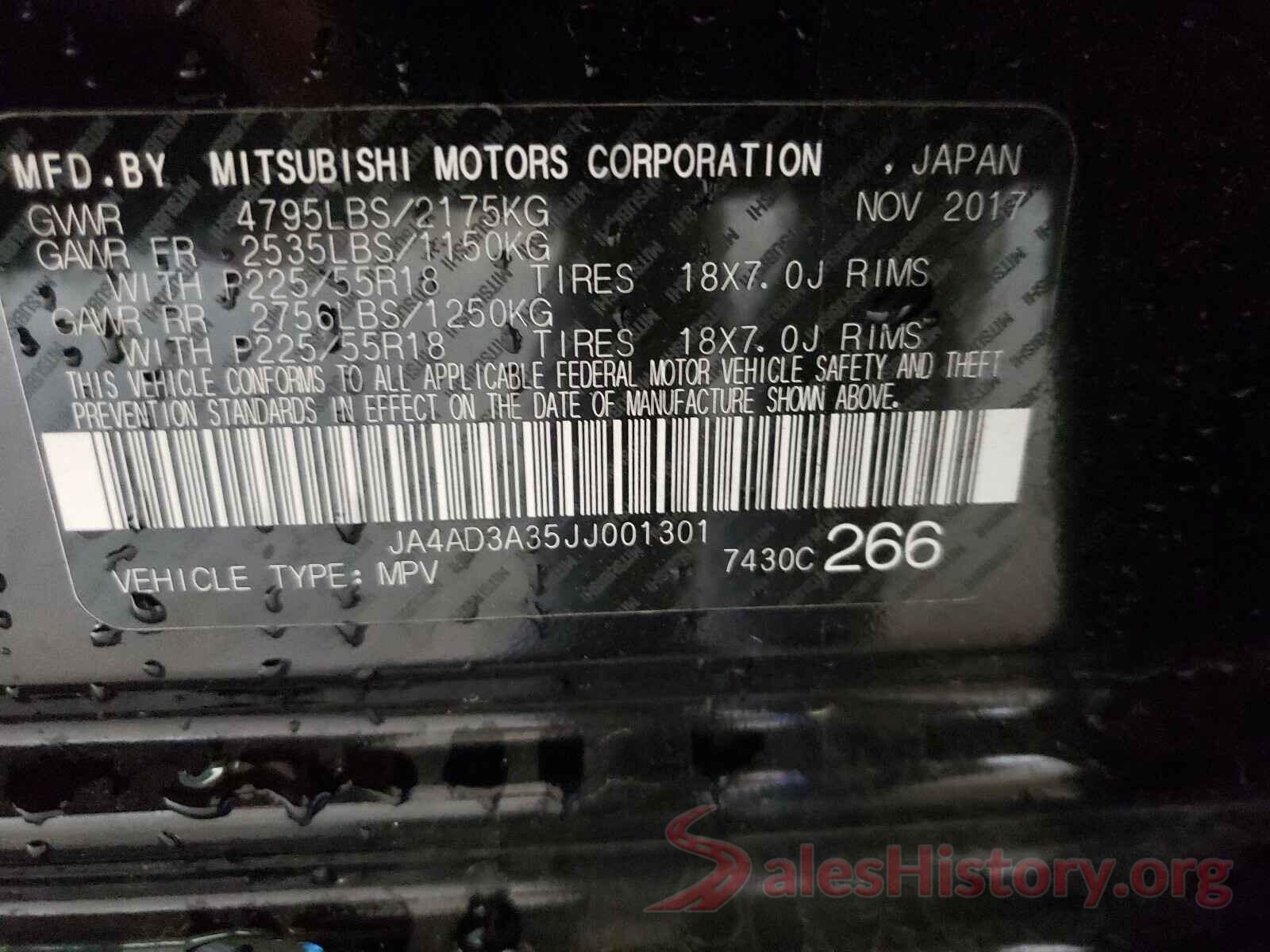 JA4AD3A35JJ001301 2018 MITSUBISHI OUTLANDER