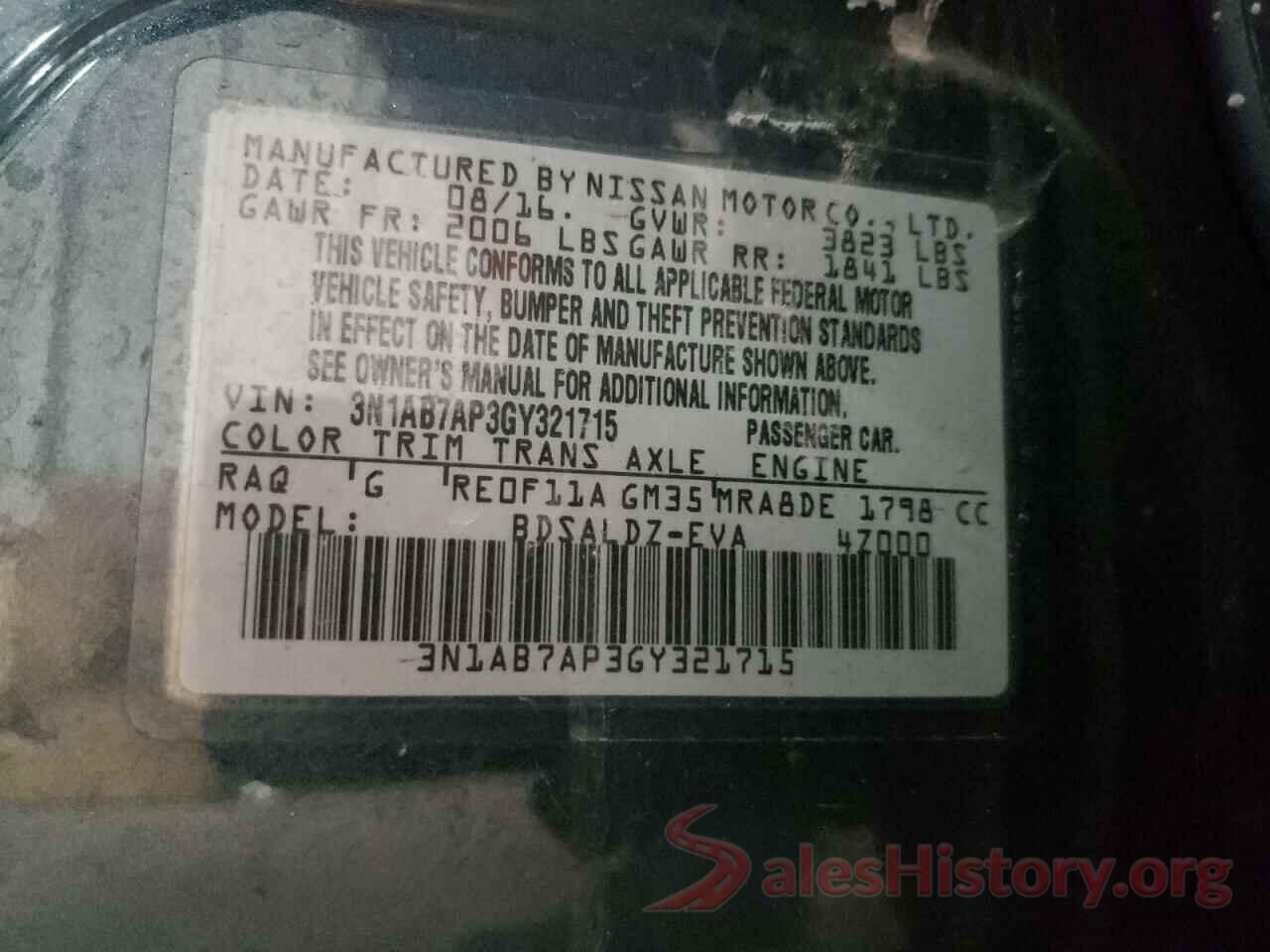 3N1AB7AP3GY321715 2016 NISSAN SENTRA